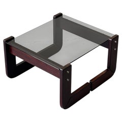 1970s Percival Lafer MP-97 Side Table in Jatobá and Smoked Glass, Brazil.