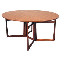 1960s Peter Hvidt Drop-Leaf Teak Dining Table for France & Son, Denmark.