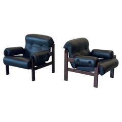 1970s Pair of Copa Lounge Chairs by Jean Gillon for Italma in Solid Imbuia.