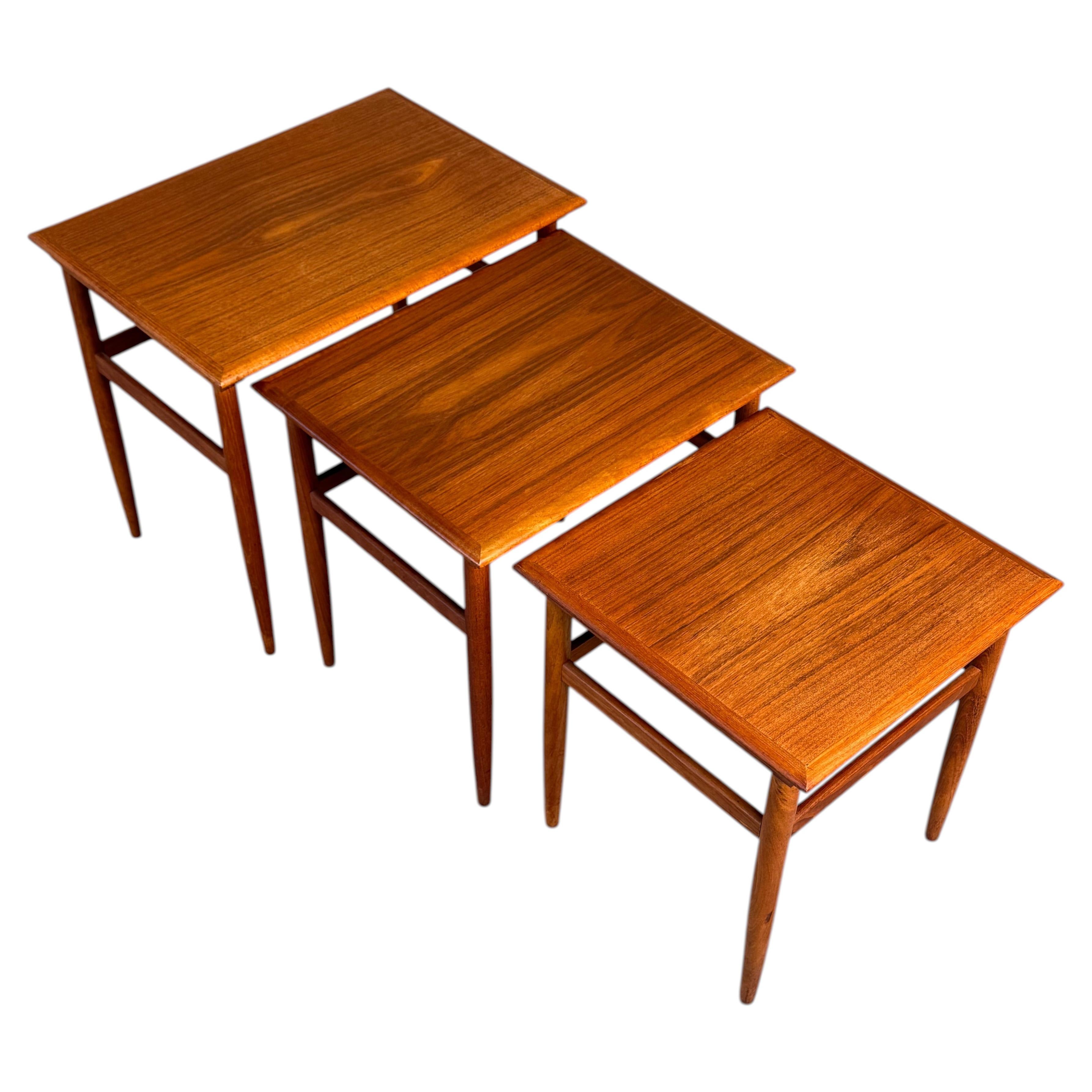 1960s Danish Modern Teak Nesting Tables, Set of Three.