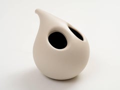 Modernist White Ceramic Vase with Handle, 1960s