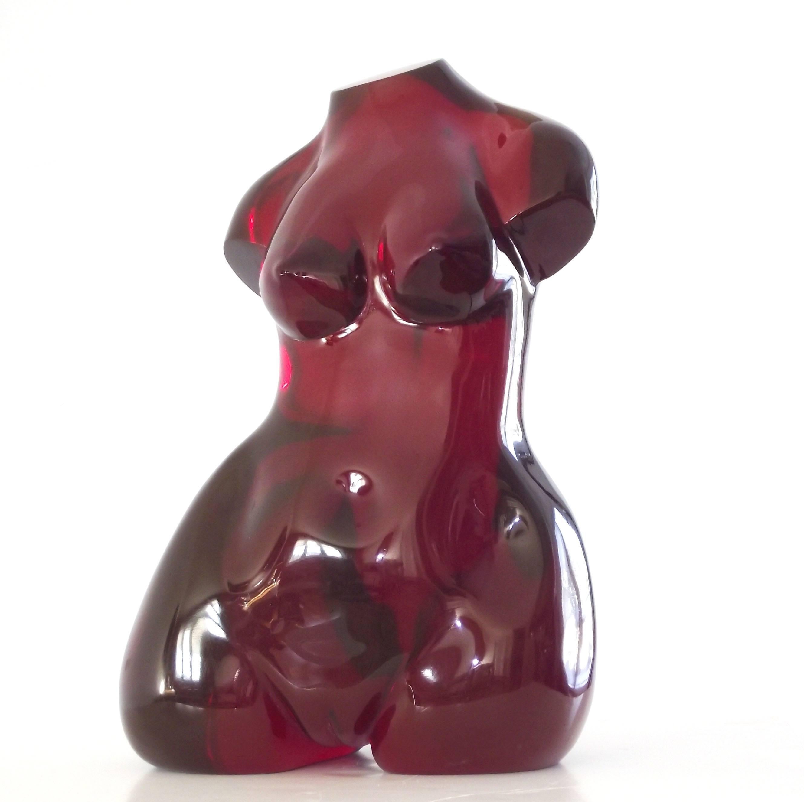 'Venus in Lucite' Vintage Female Nude Sculpture in Red Acrylic In Good Condition In Brooklyn, NY