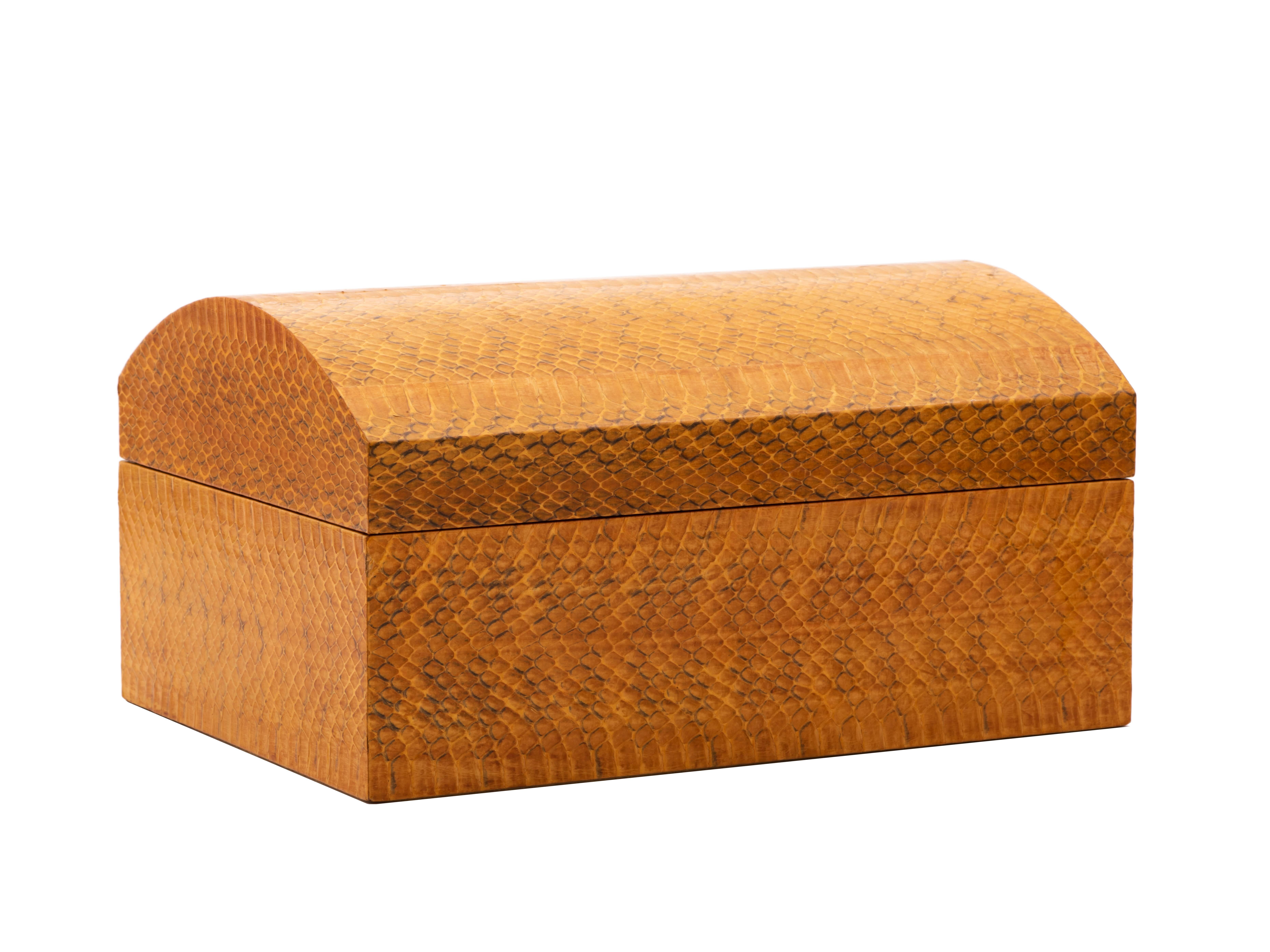 Post-Modern Karl Springer Lacquered Snakeskin Decorative Box For Sale