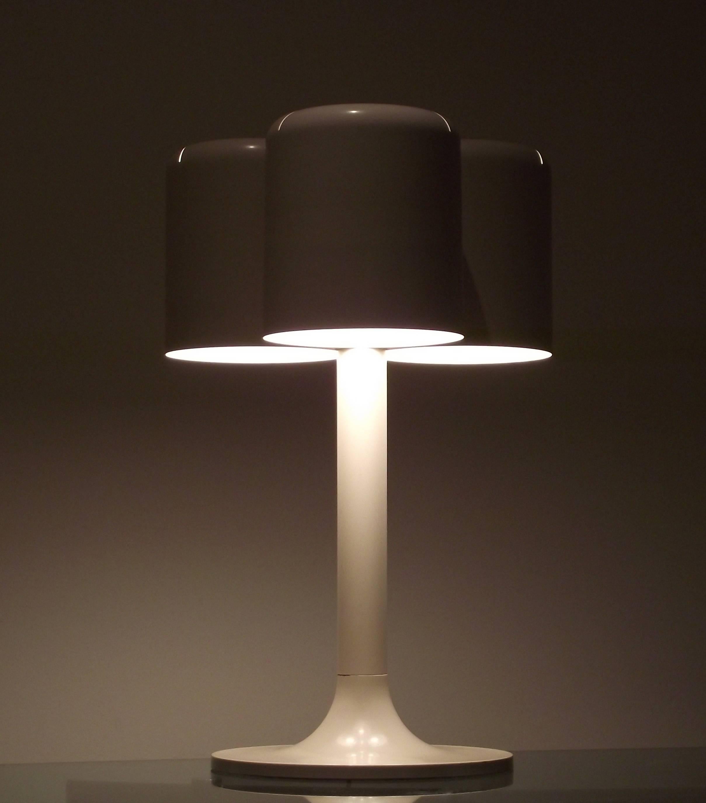 Lacquered 1971 Neal Small Triple Shade Table Lamp in Enameled Metal