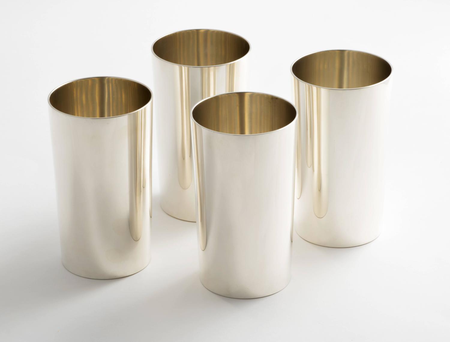 Four Perfectly Modern Tiffany Sterling Silver Tumblers For Sale at 1stdibs