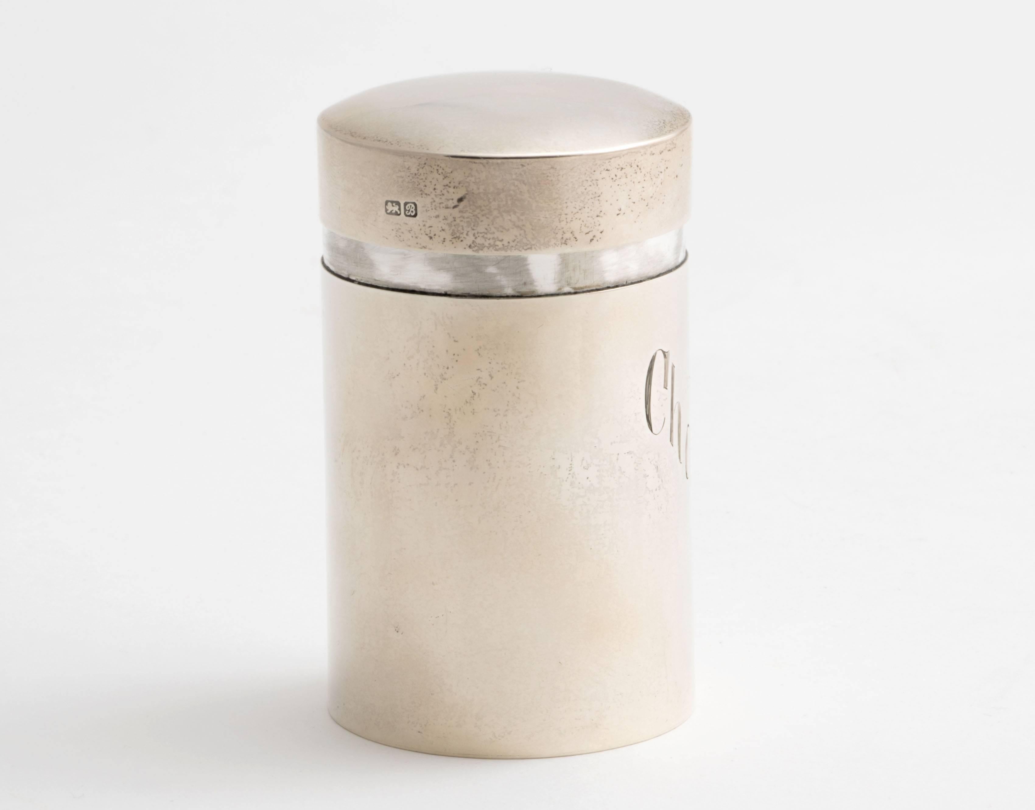 Late Victorian Antique Sterling Silver Chocolate Canister by Saunders and Shepherd