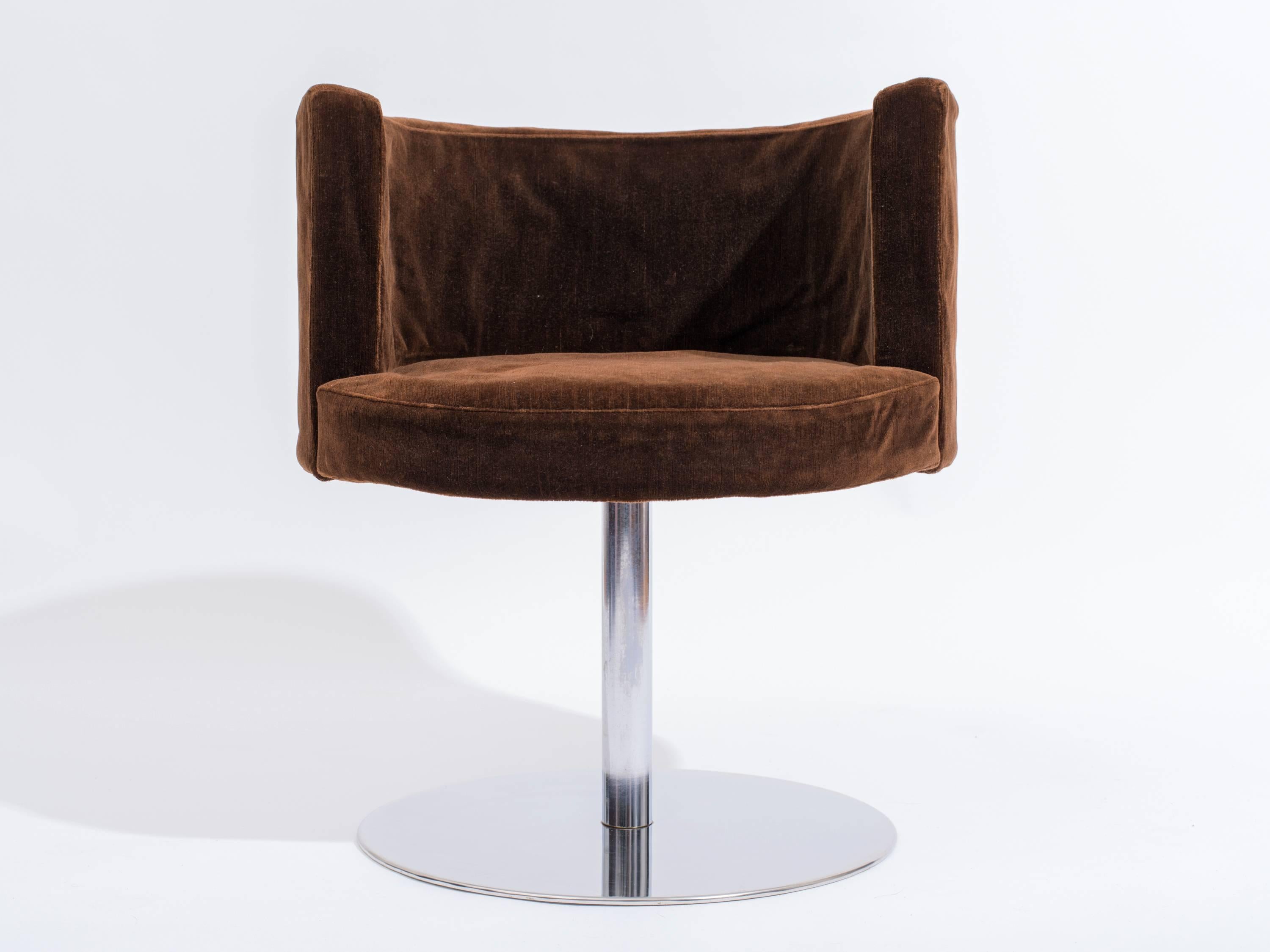 Mid-Century Modern Pair of Harvey Probber 'Fraschini' Swivel Chairs in Stainless Steel