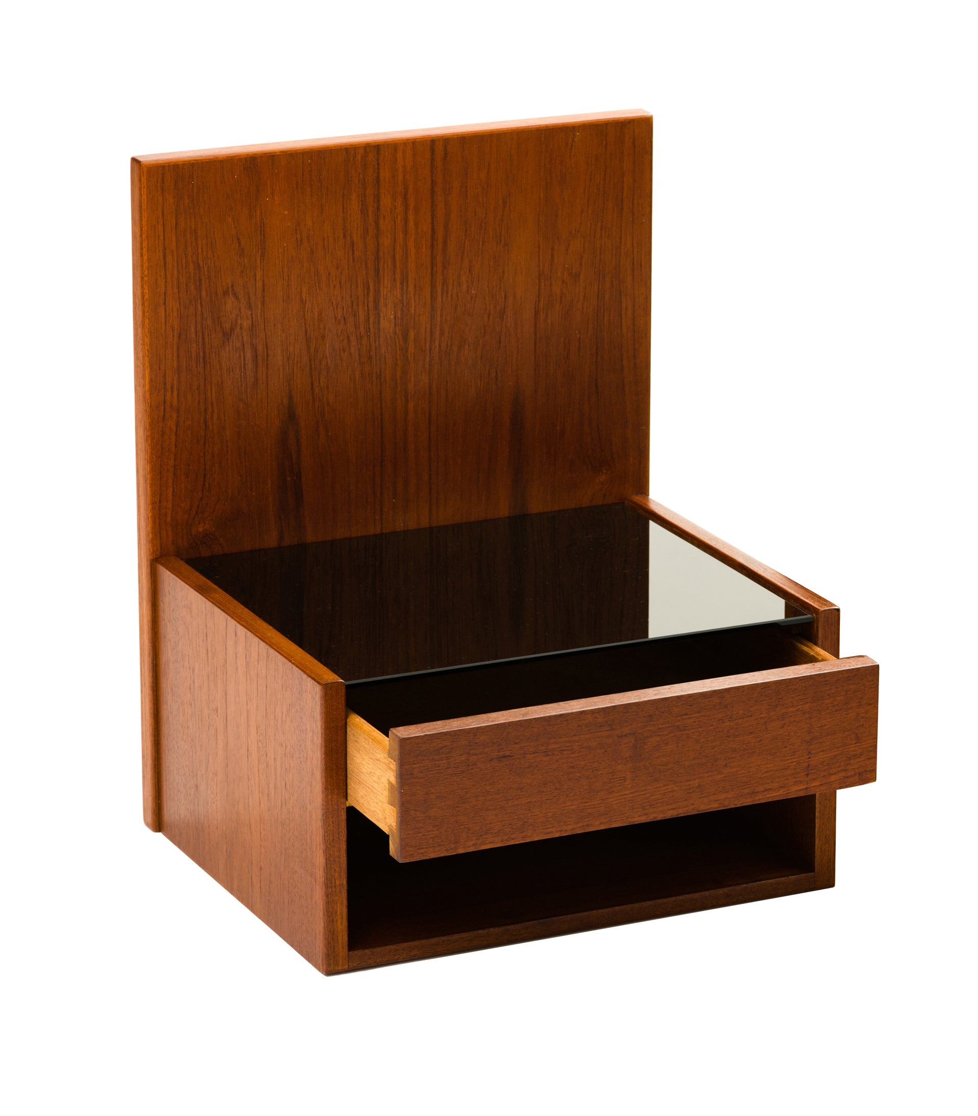 Hans Wegner Pair Of Floating Nightstands In Teak With Glass Hans Wegner Pair Of Floating Nightstands In Teak With Glass