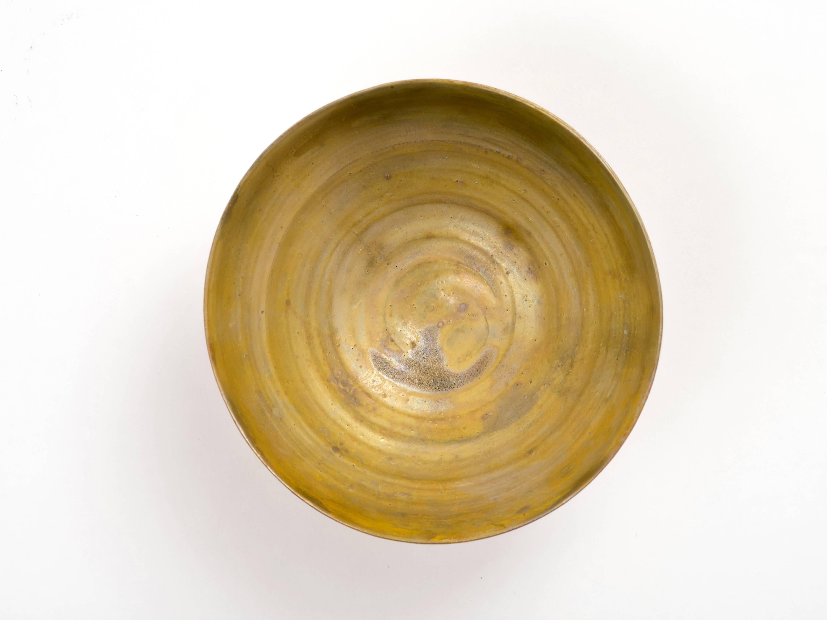 Modern Beatrice Wood Golden Luster Glaze Hand Thrown Ceramic Bowl, 1960s