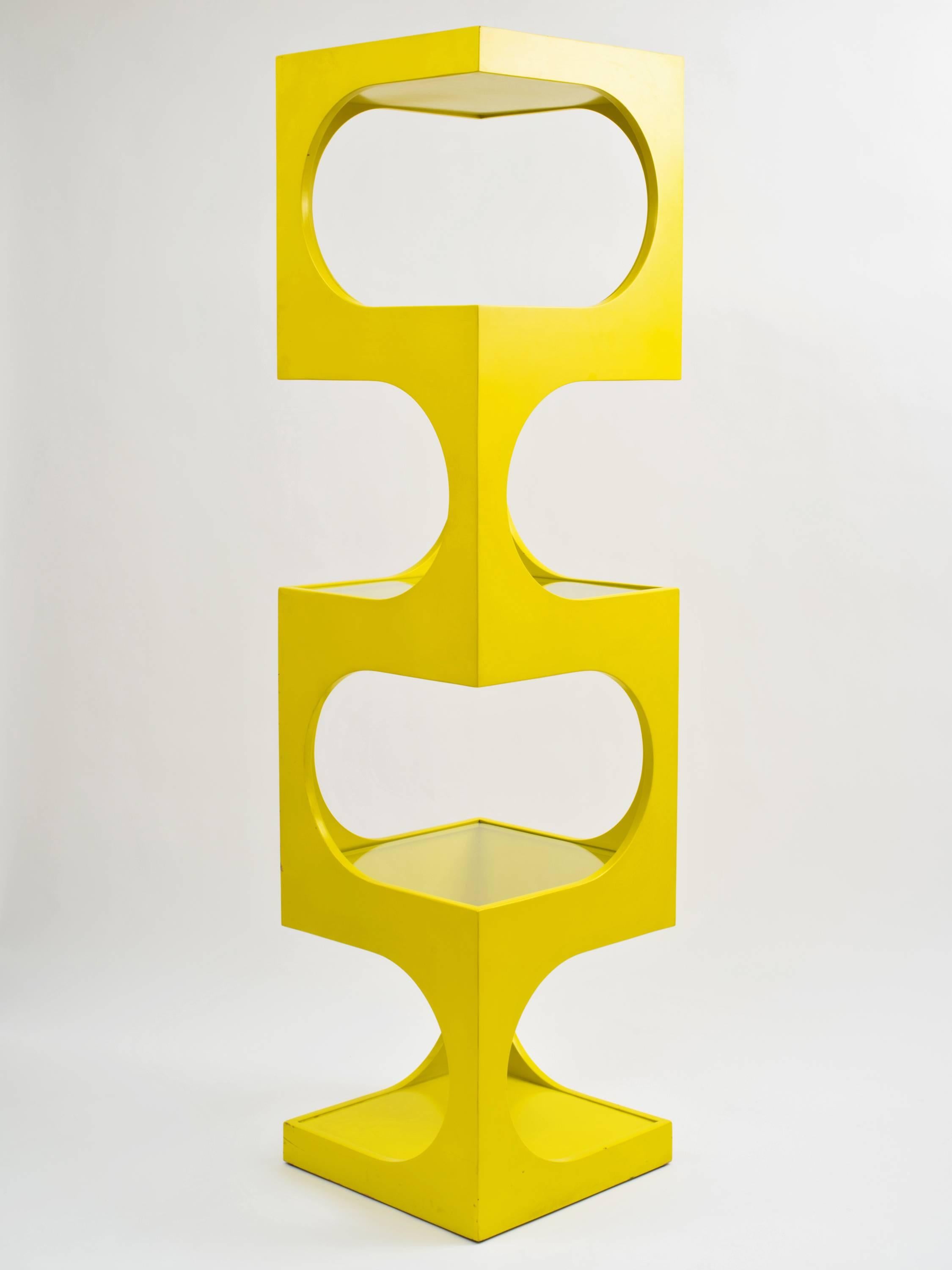 Mid-Century Modern Edward J Wormley for Dunbar Op Art Etagere / Bookcase in Original Yellow Lacquer