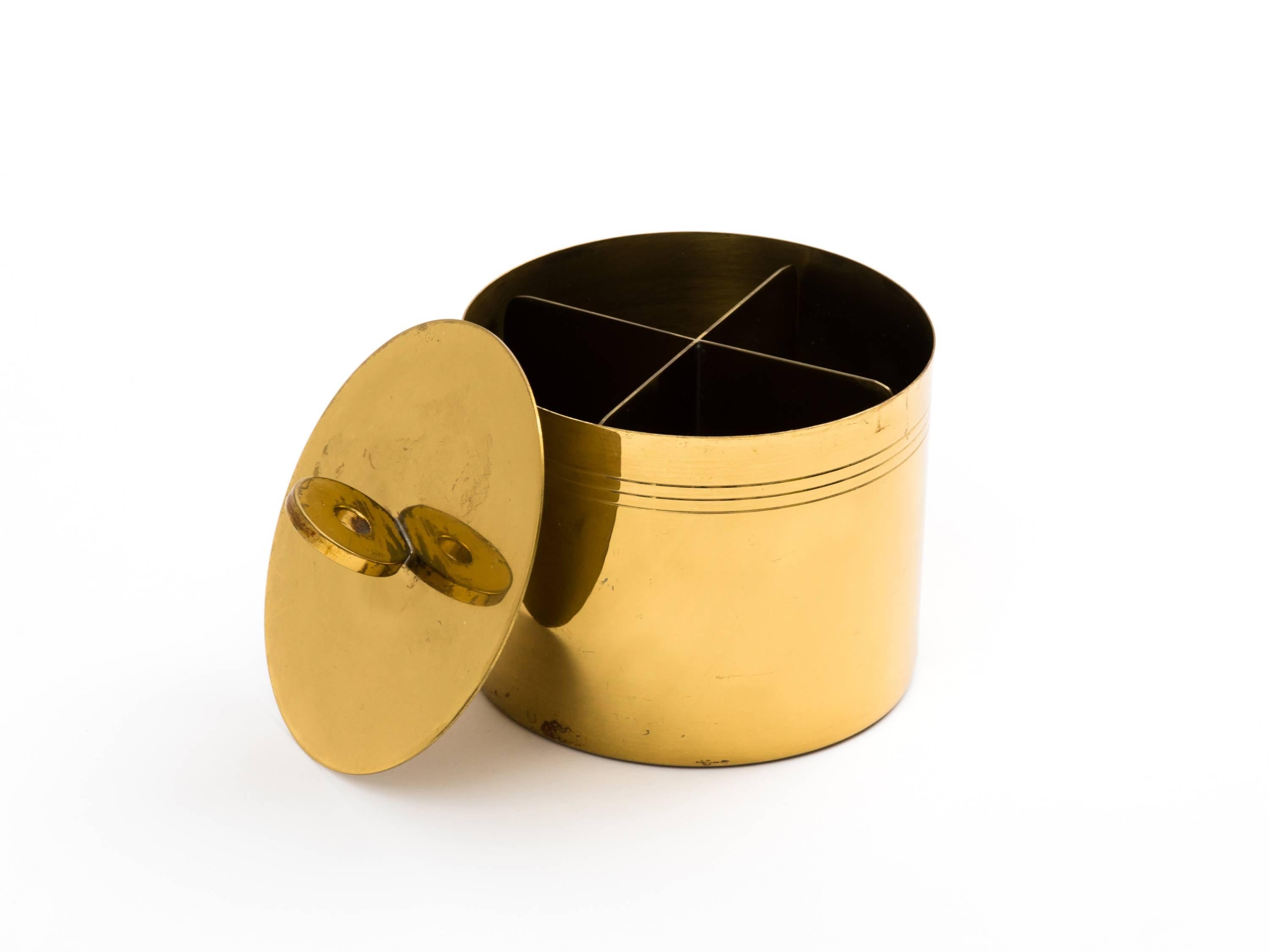 Modern Tommi Parzinger for Dorlyn Decorative Brass Lidded Box with Divider Insert