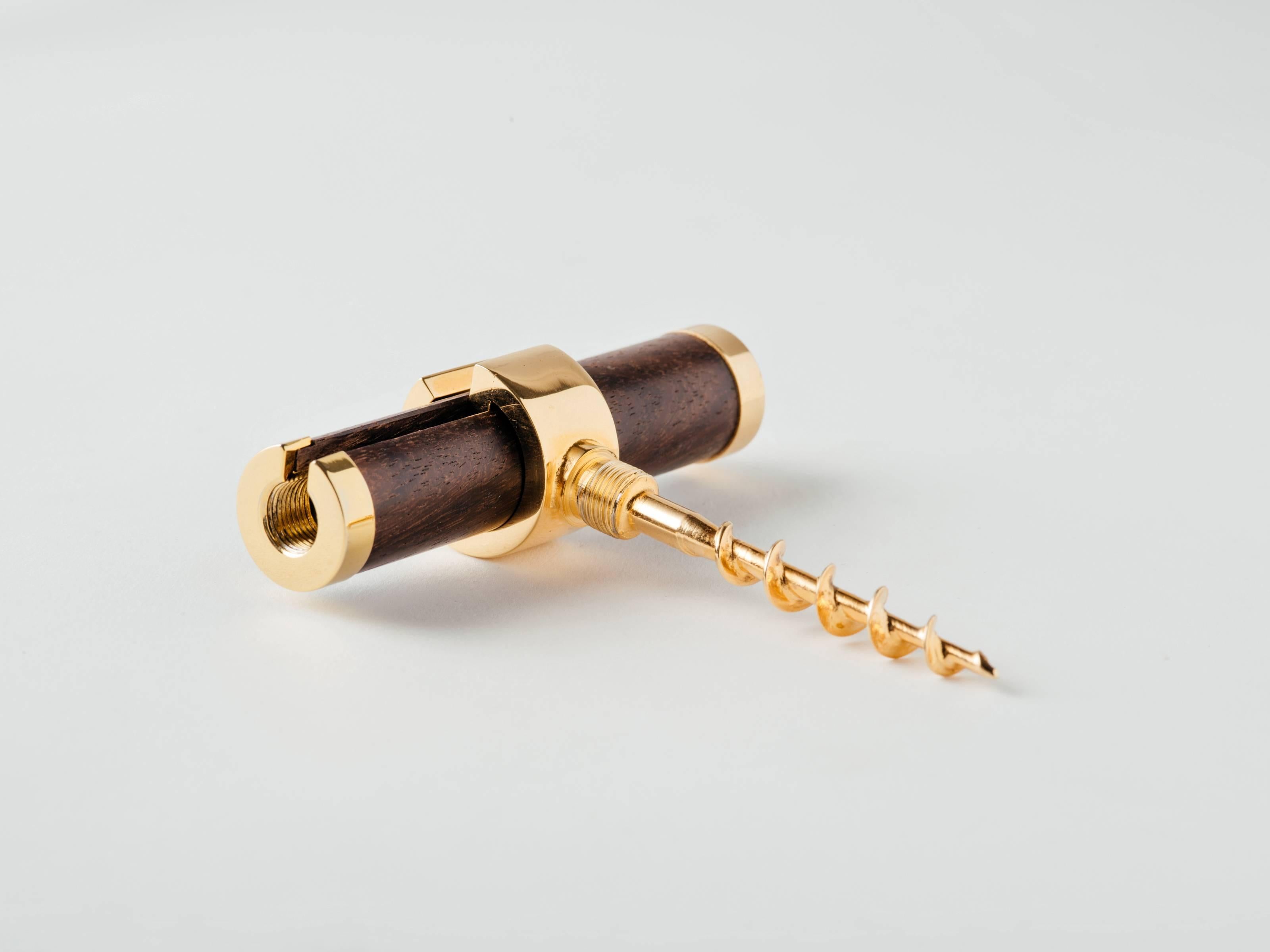 Mid-20th Century 1960s Gucci Exotic Wood and Gold-Plated Brass Corkscrew
