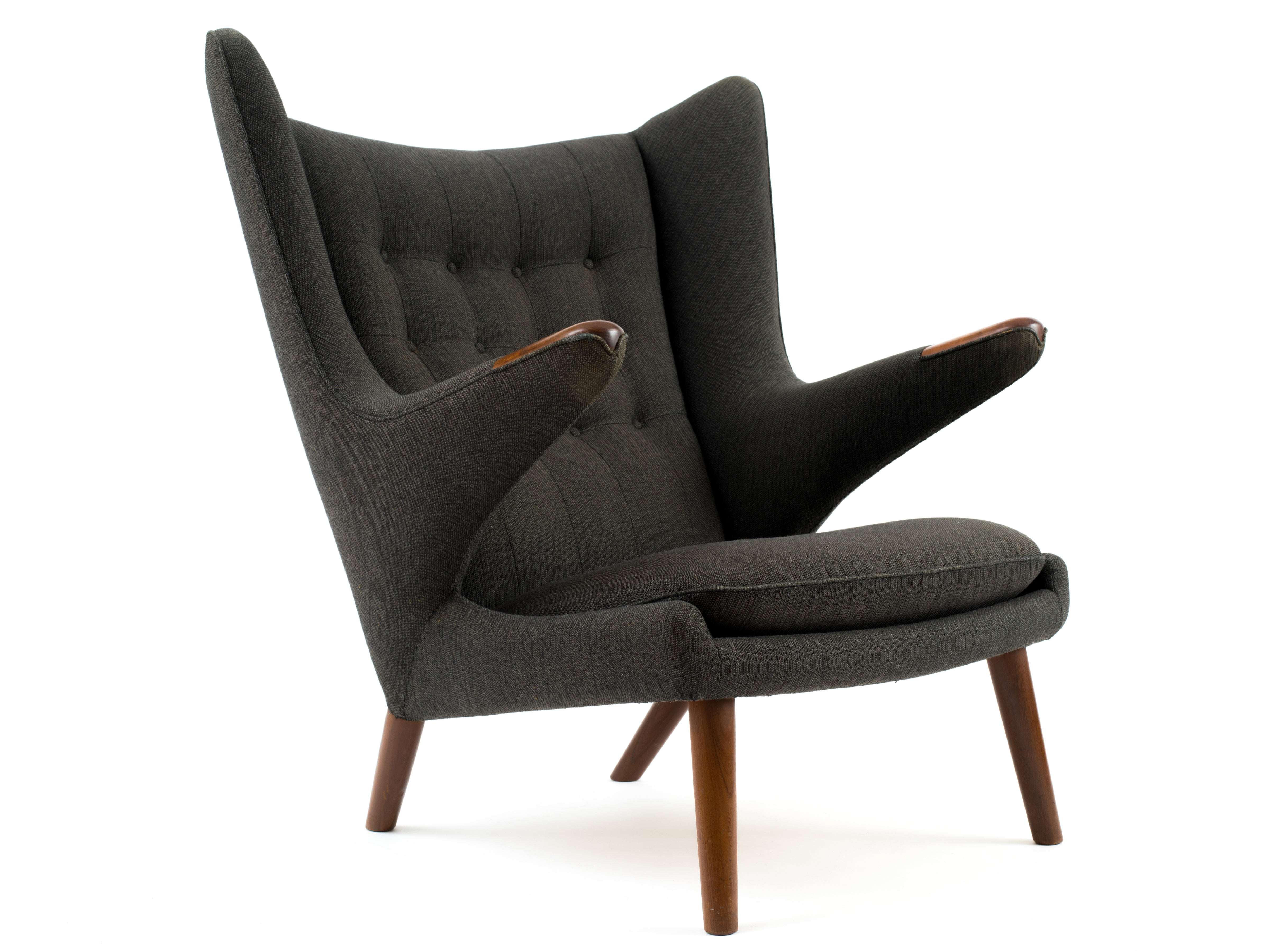 Hans J Wegner Papa Bear Chair In Original Charcoal Gray Hans J Wegner Papa Bear Chair In Original Charcoal Gray