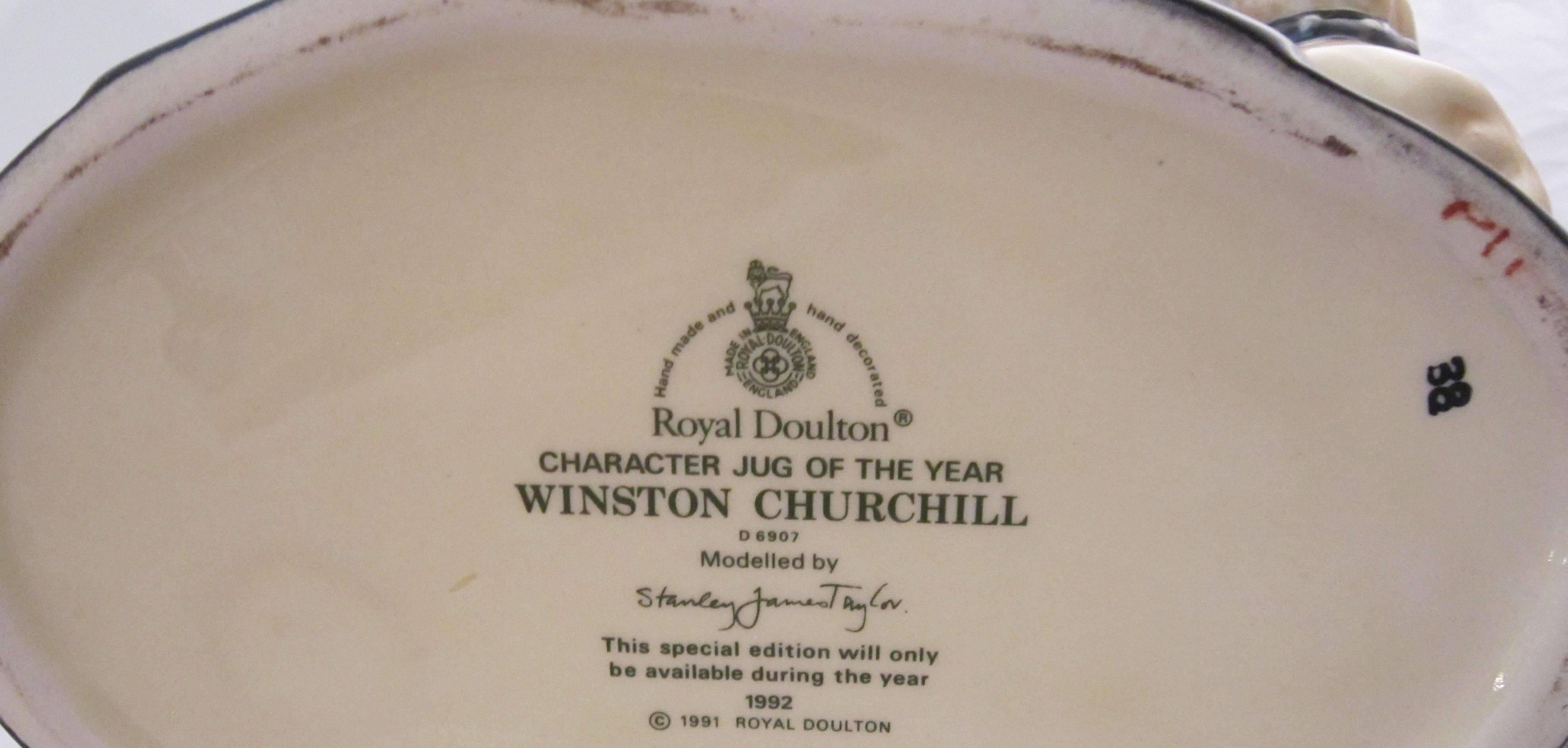 Winston Churchill Character Jug by Royal Doulton In Excellent Condition In Austin, TX