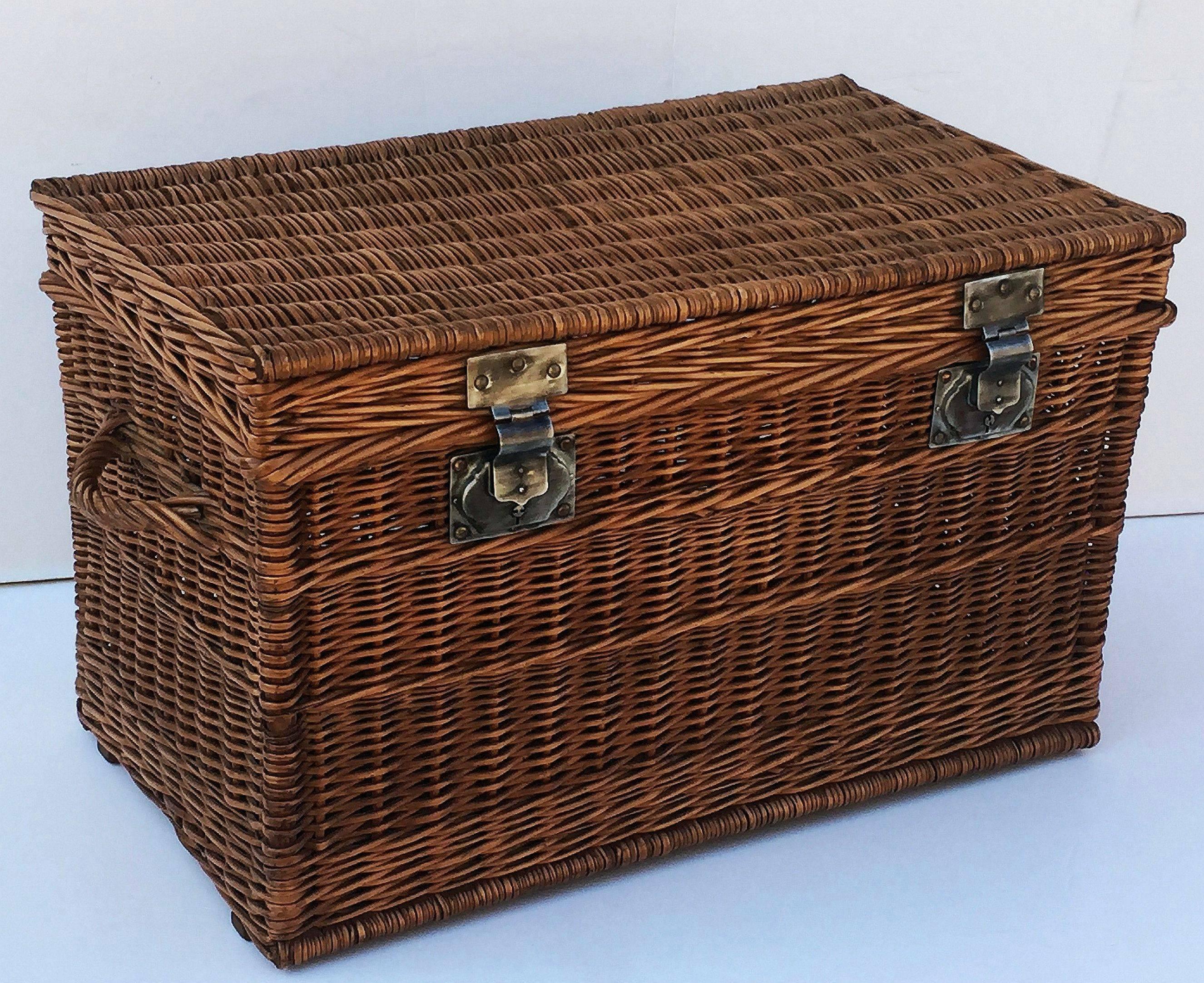 Large French Willow Basket Hamper at 1stDibs