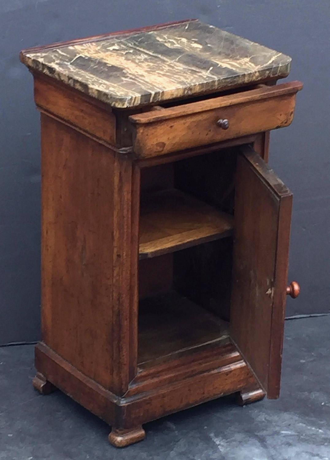 French Nightstand of Walnut with Granite Top at 1stdibs