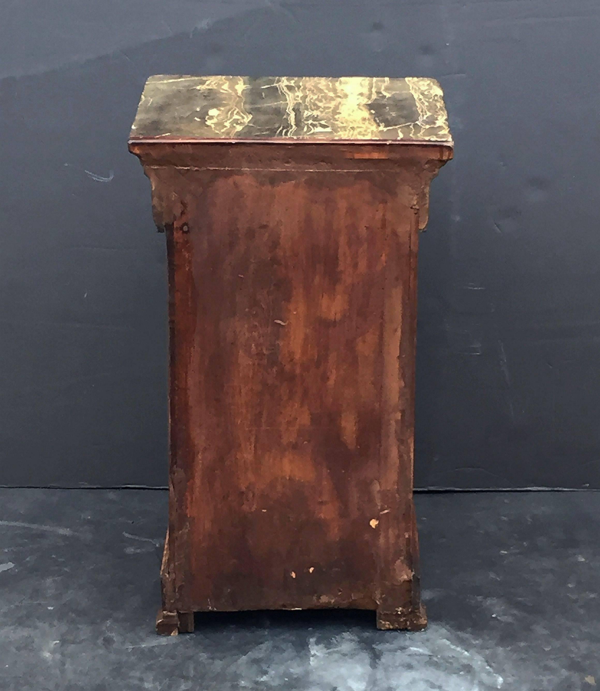 19th Century French Nightstand of Walnut with Granite Top