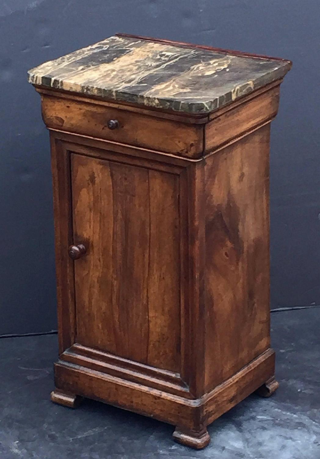 French Nightstand of Walnut with Granite Top at 1stdibs