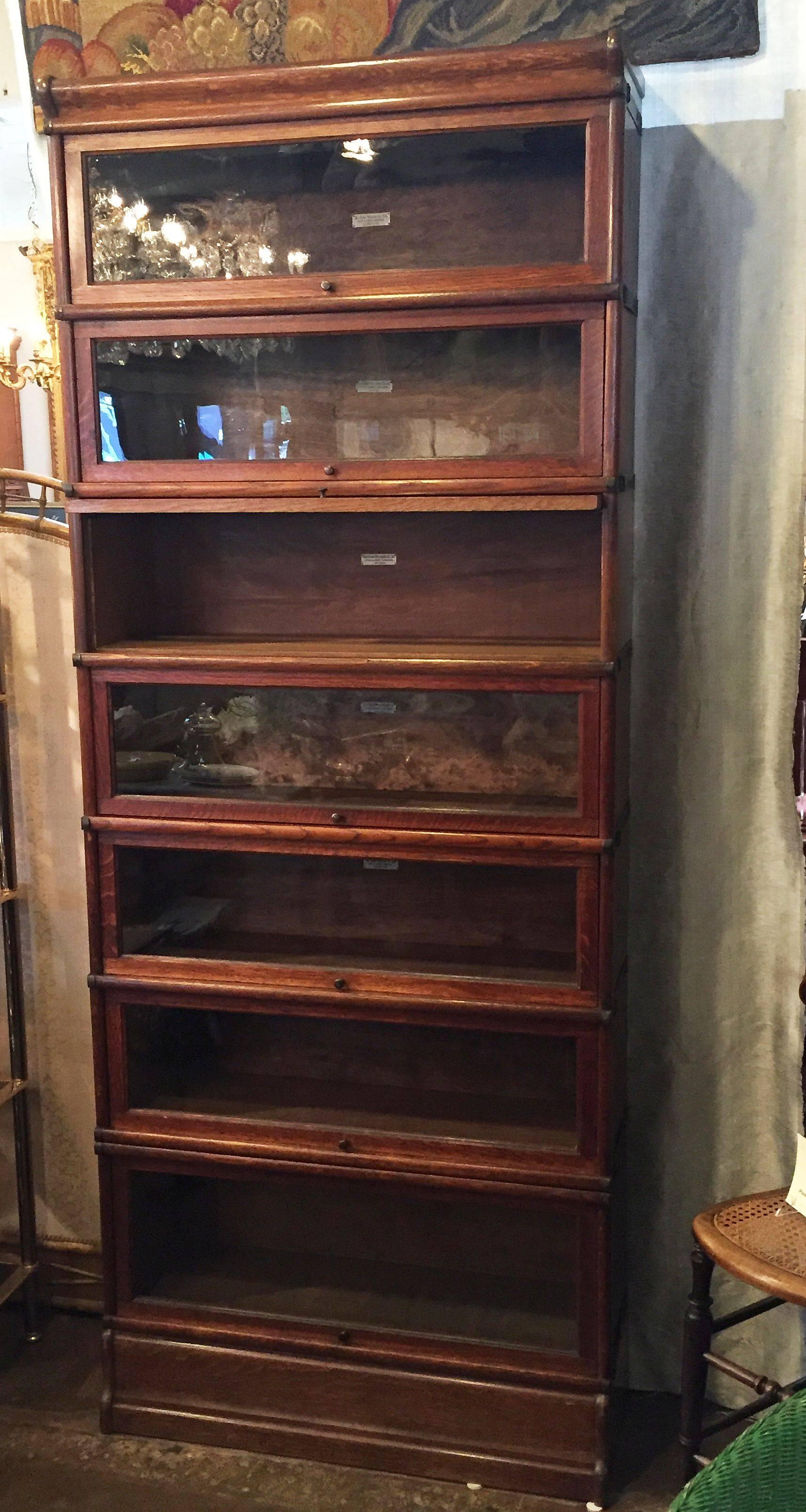 Globe-Wernicke Large Stacking Lawyer's Bookcase of Oak In Excellent Condition In Austin, TX