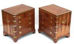 Pair of Campaign Style Nightstands or Low Chests