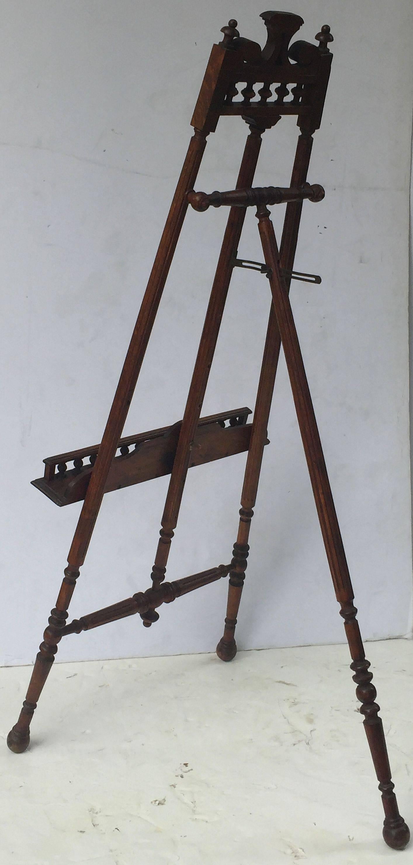 Brass French Display Easel of Turned Oak