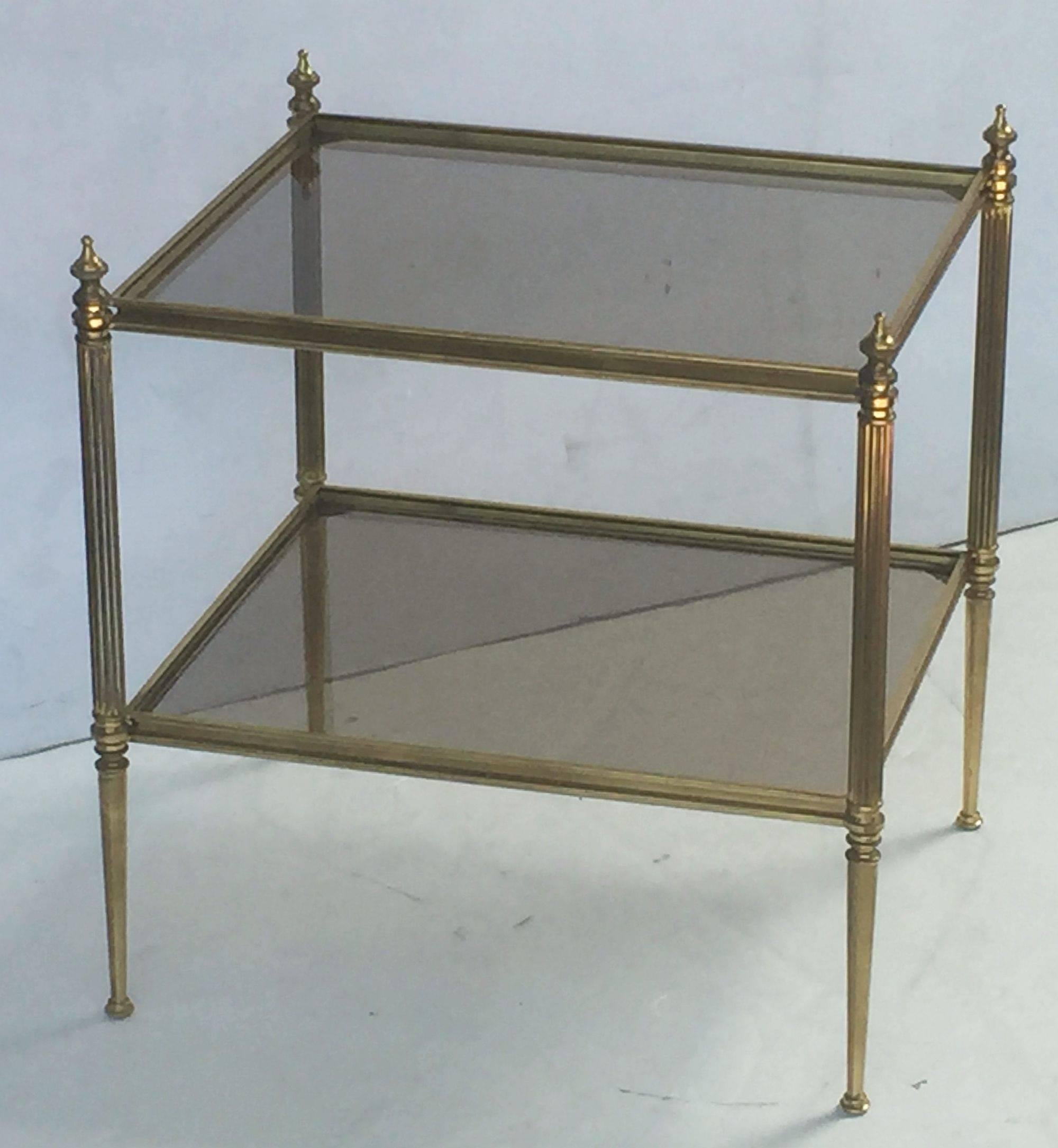 French Coffee or Low Table of Brass and Smoked Glass In Good Condition In Austin, TX