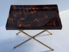 Italian Serving Tray or Drinks Table of Faux Tortoise