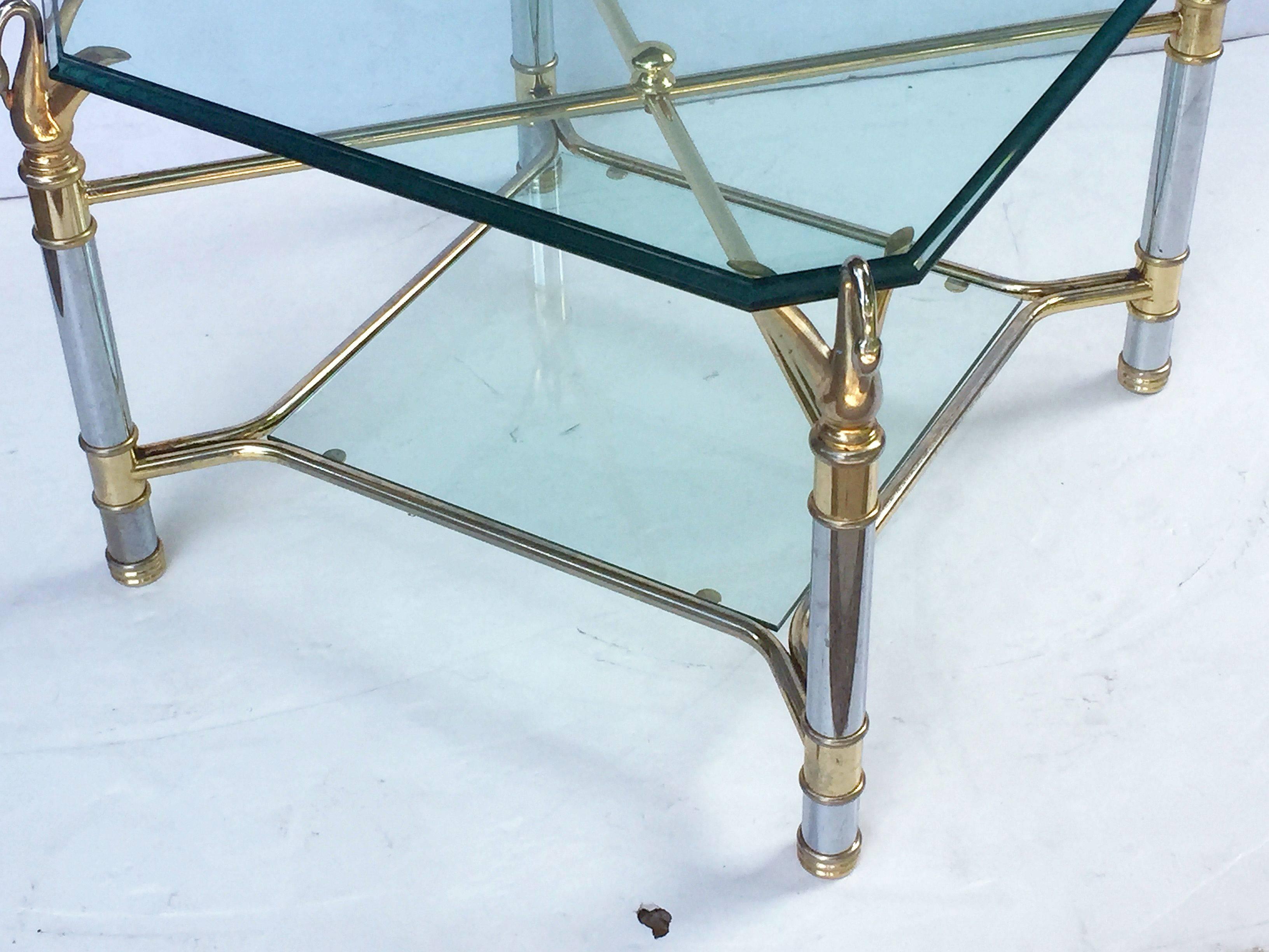 Chrome French Swan's Neck Low Coffee or Cocktail Table For Sale