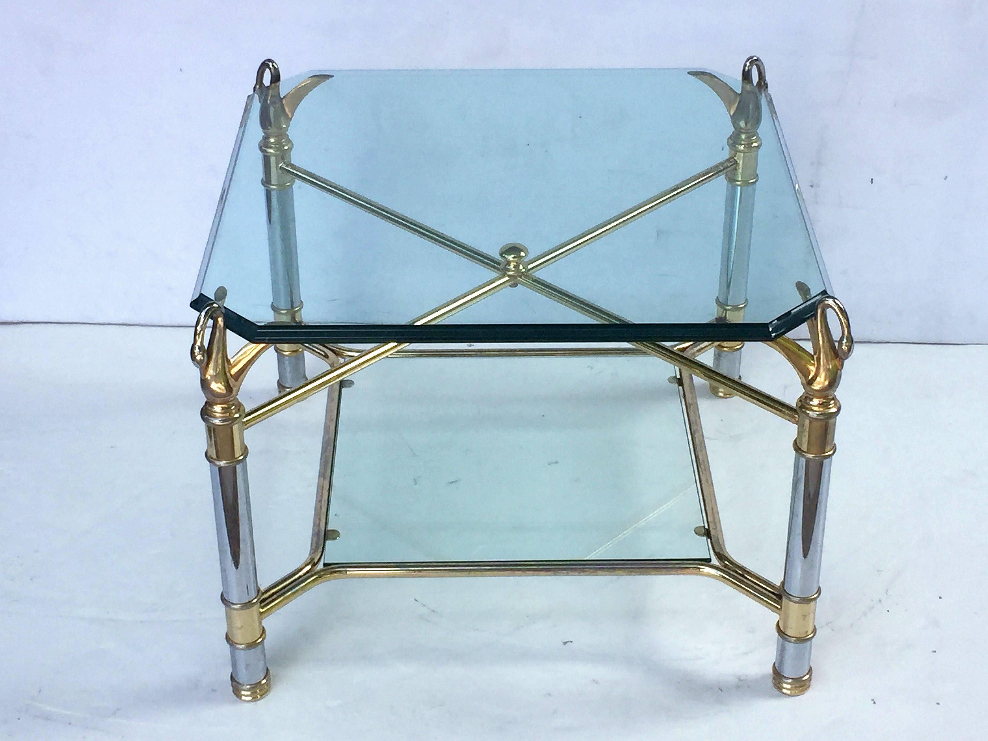 Gilt French Swan's Neck Low Coffee or Cocktail Table For Sale