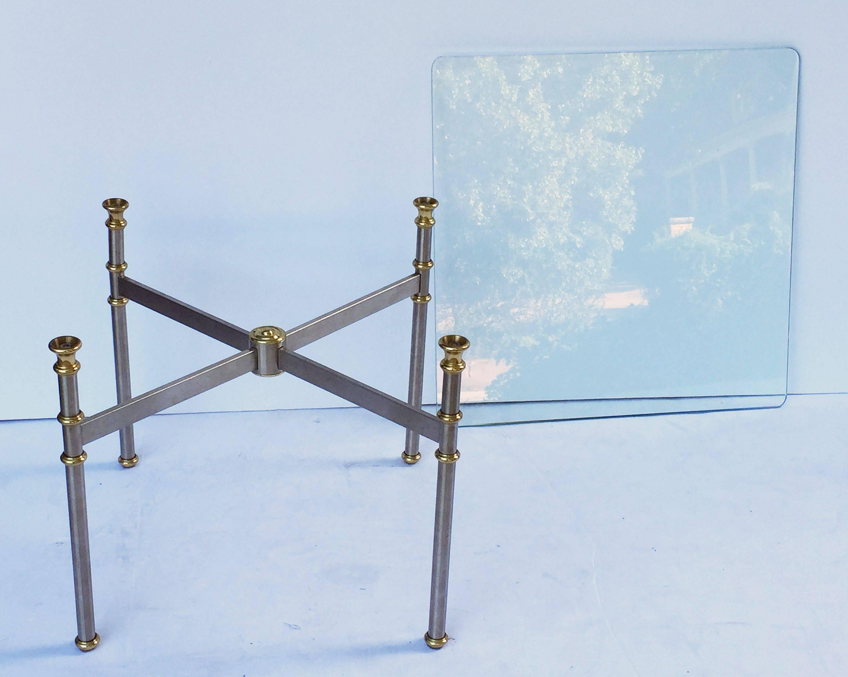 French Low Coffee or Cocktail Table of Steel and Brass For Sale 3