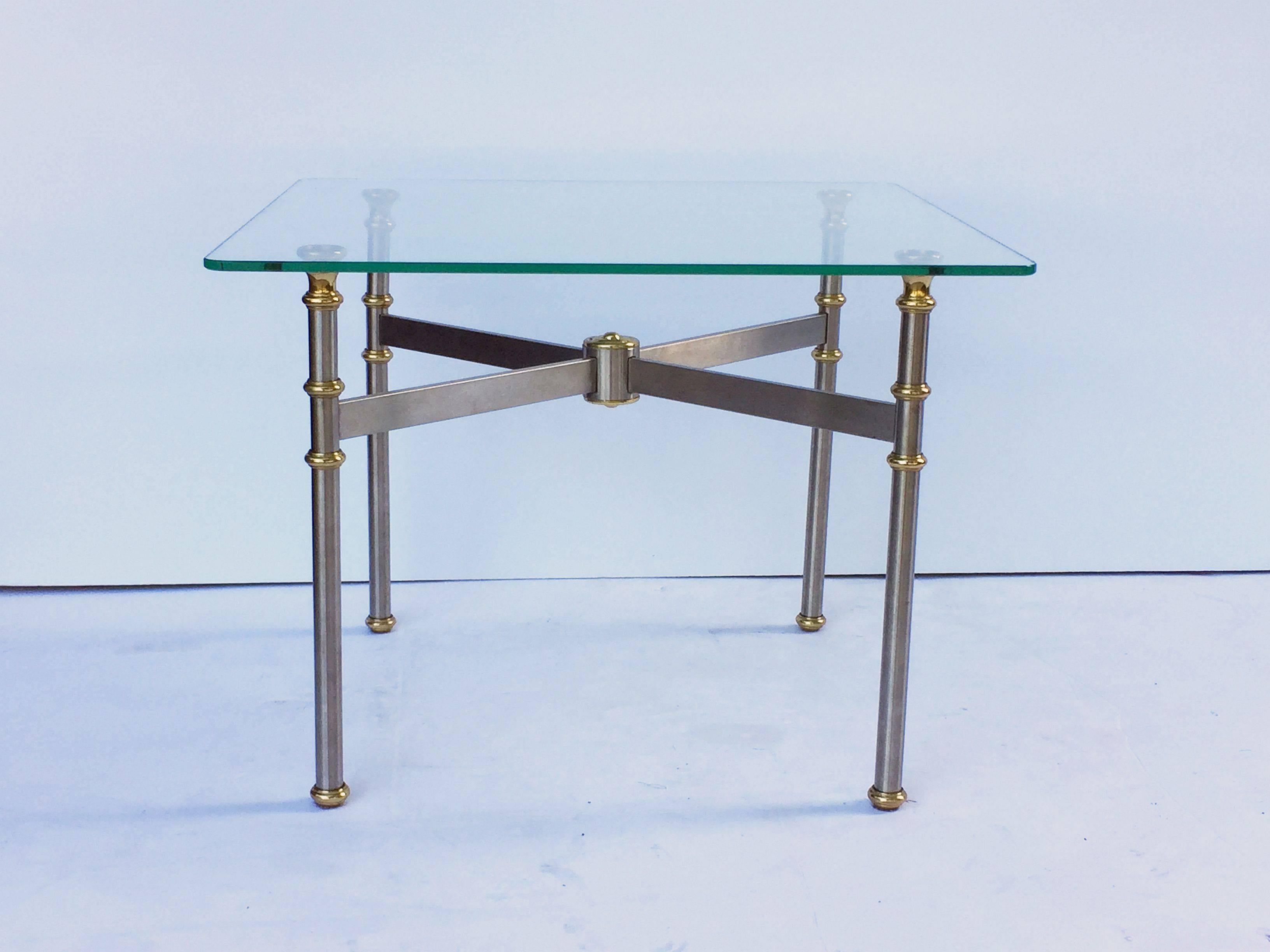 French Low Coffee or Cocktail Table of Steel and Brass For Sale 1