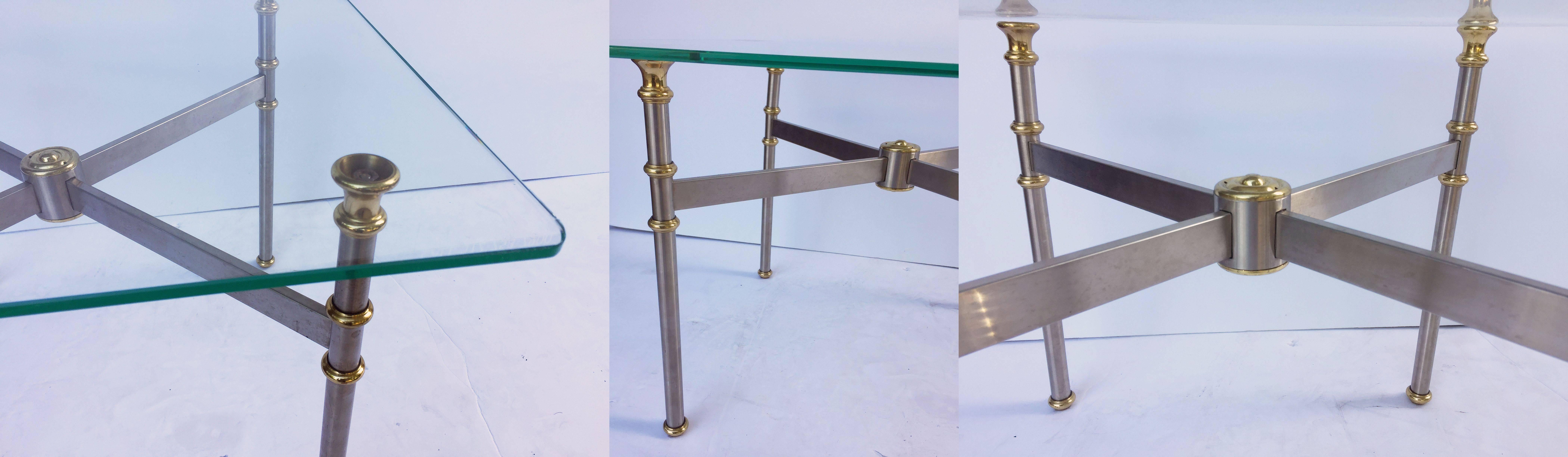 French Low Coffee or Cocktail Table of Steel and Brass For Sale 4