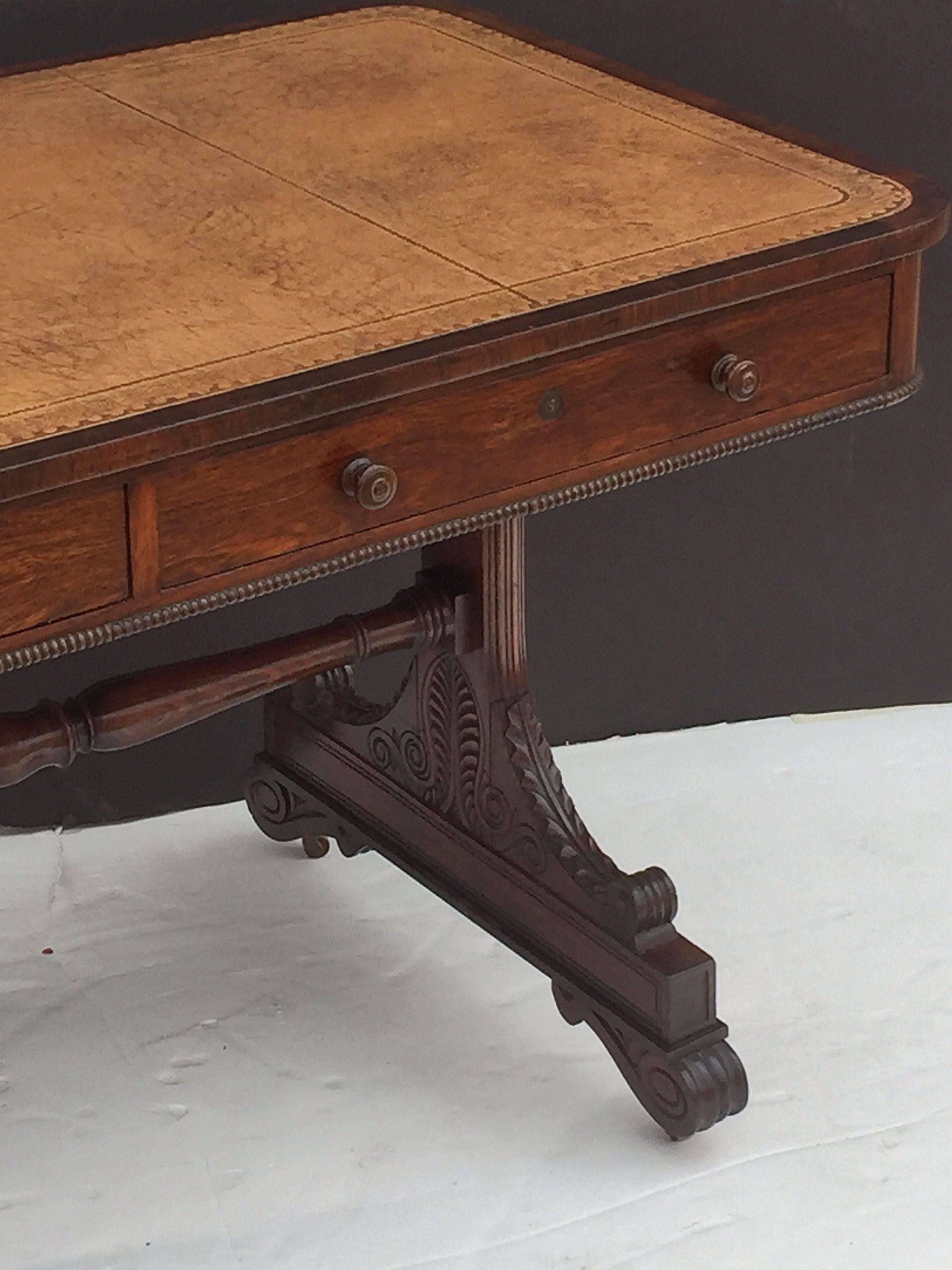 leather top library table