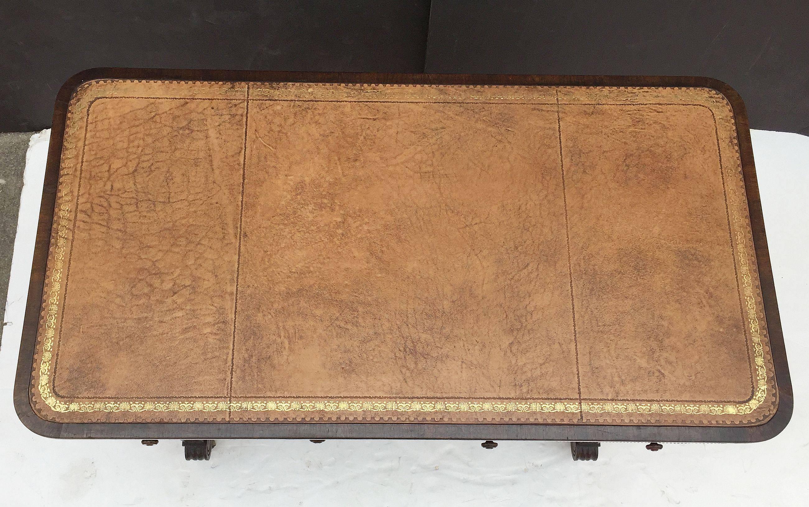 Scottish Library Table or Writing Desk with Leather Top from the Regency Era In Good Condition In Austin, TX