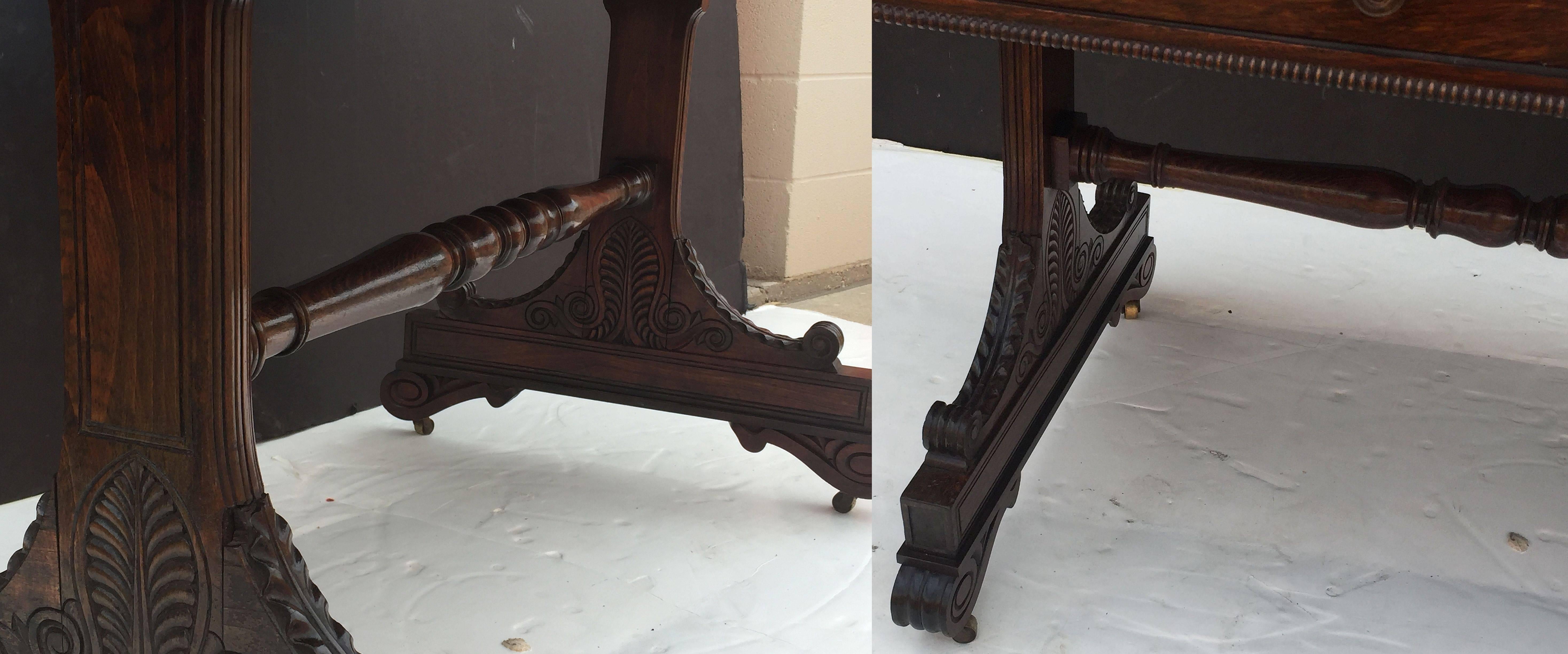 Scottish Library Table or Writing Desk with Leather Top from the Regency Era 2