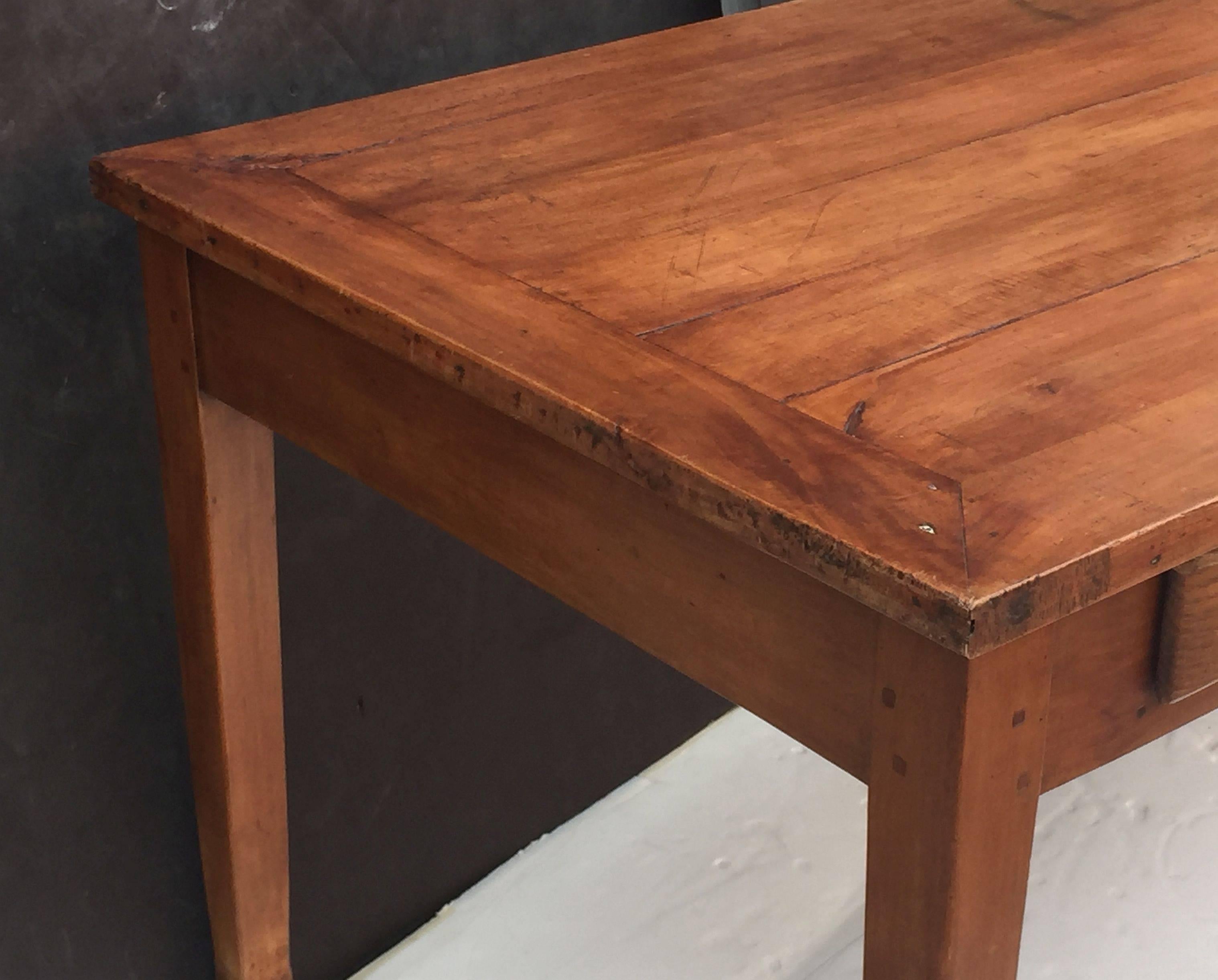 French Farm Table of Cherry with Three Drawers 3