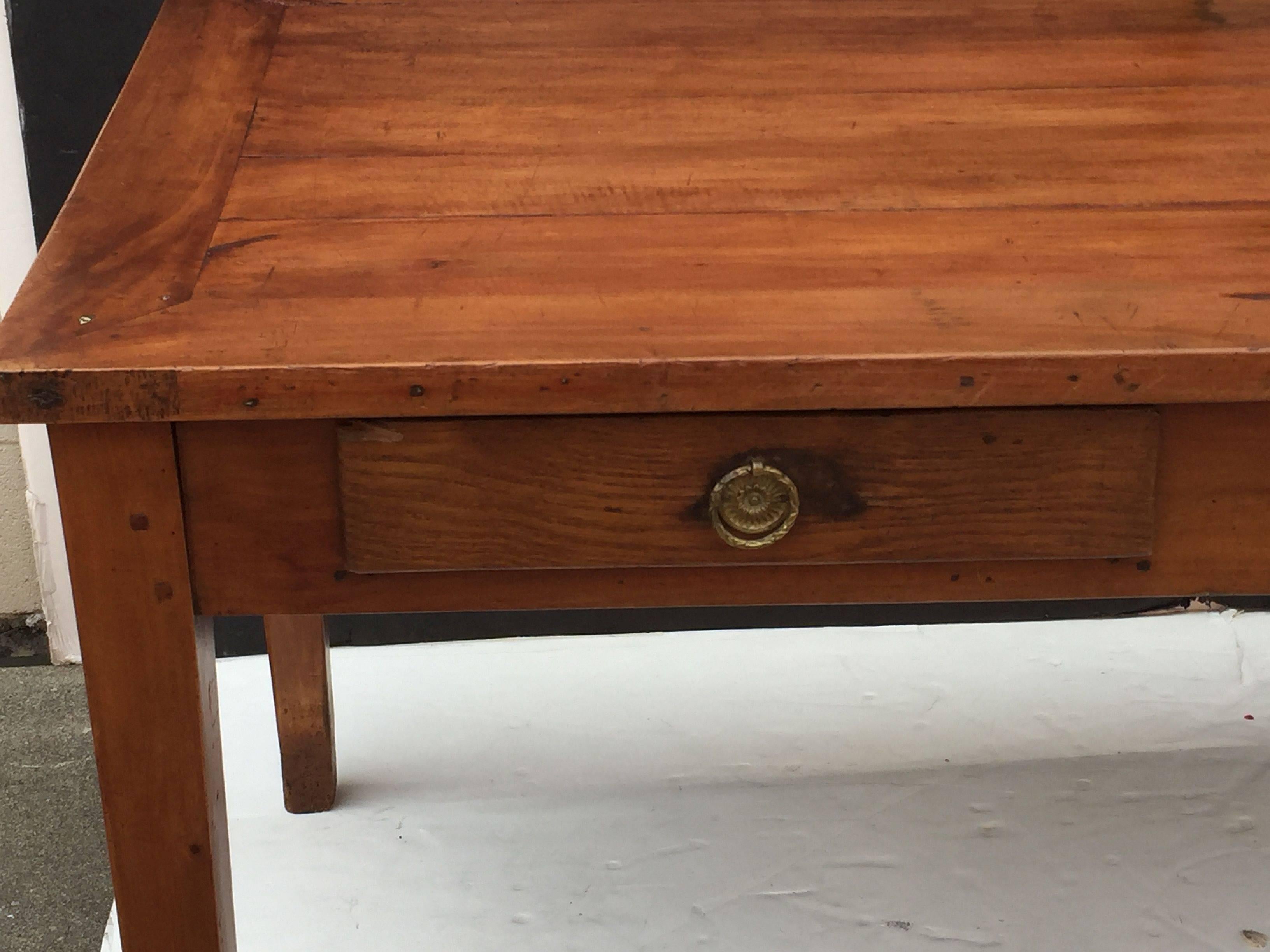 French Farm Table of Cherry with Three Drawers 1