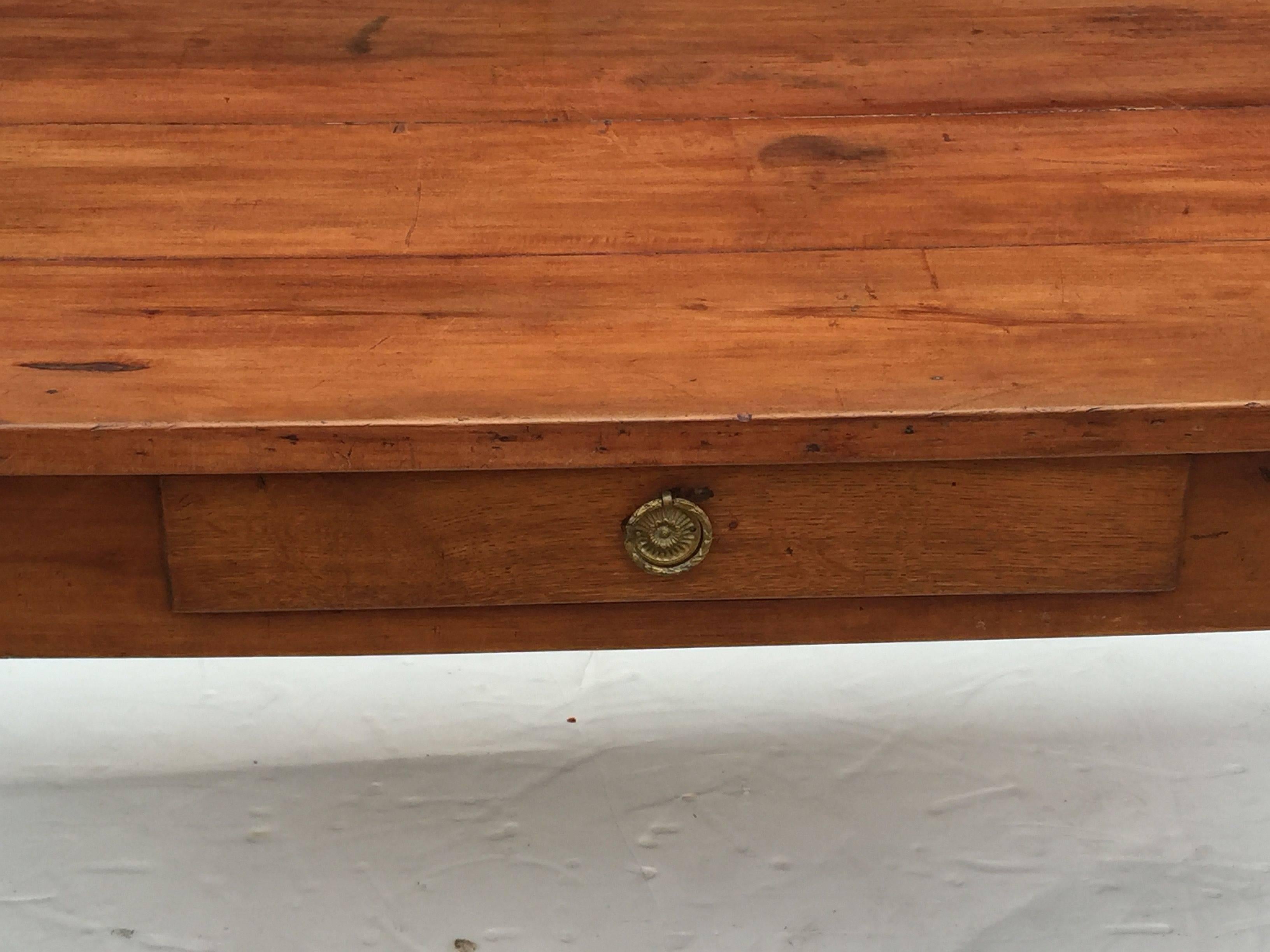 French Farm Table of Cherry with Three Drawers 2