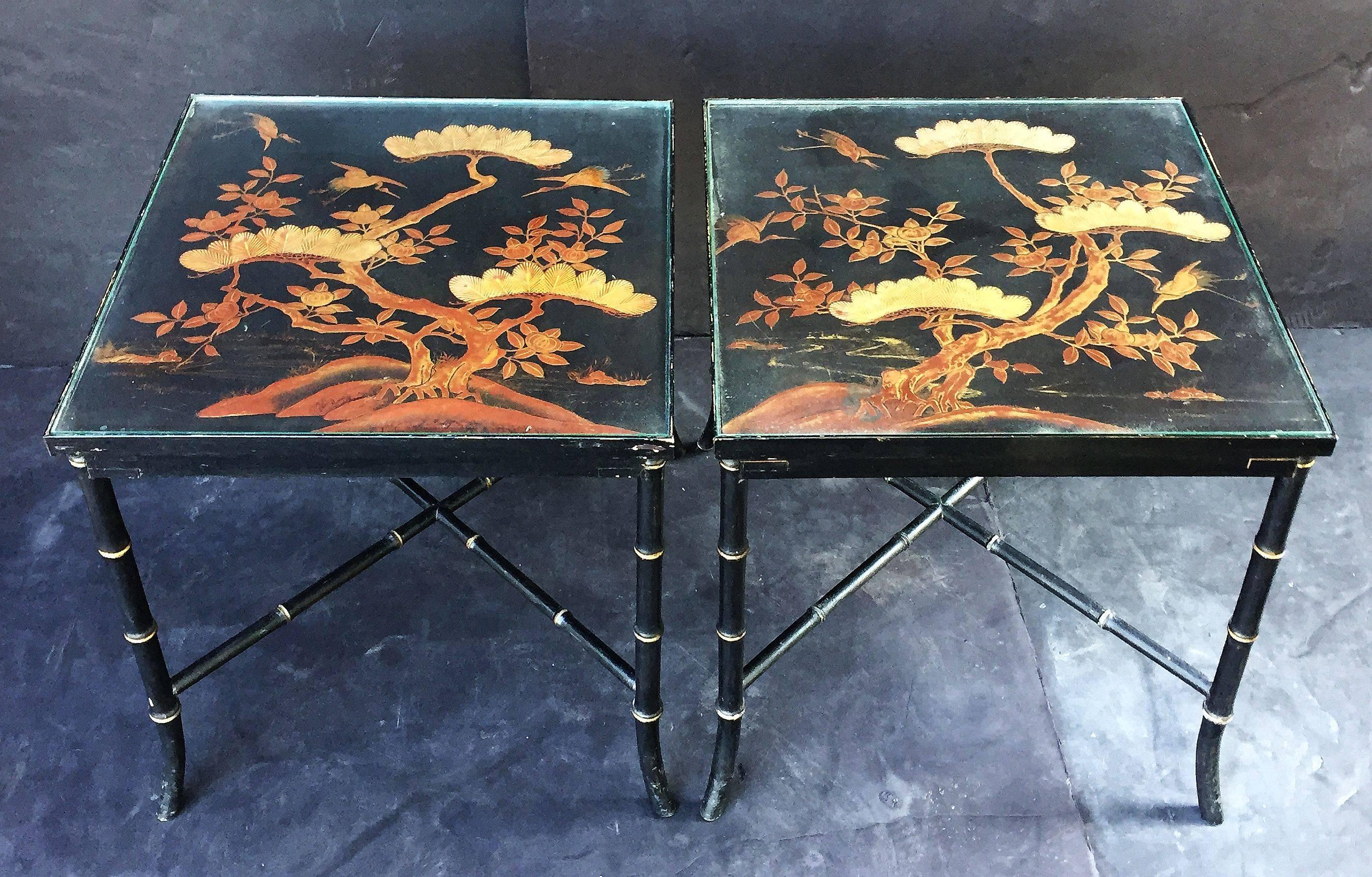 Chinoiserie English Low Tables of Japan-Lacquered Bamboo 'Individually Priced'