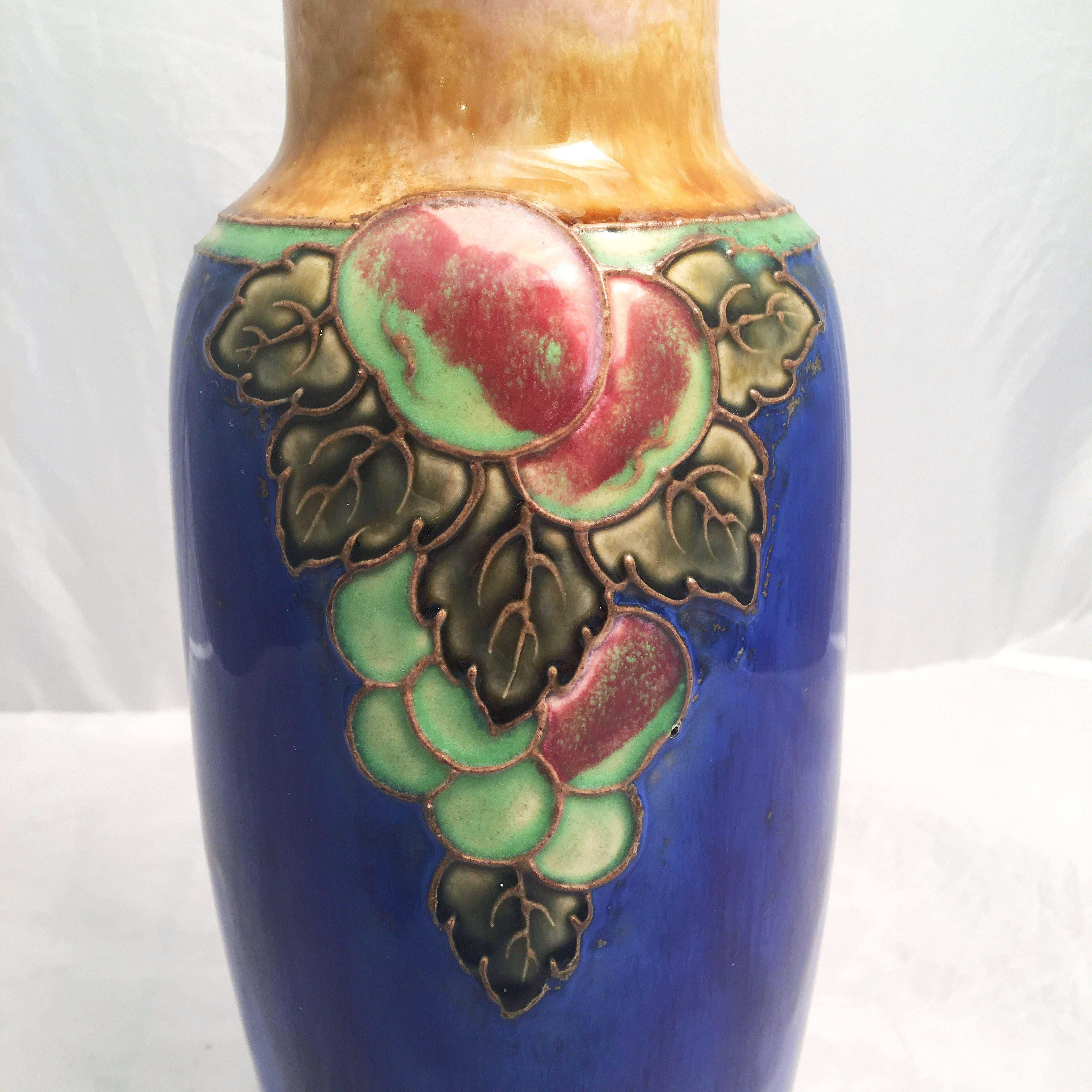 Pottery Royal Doulton Grape Cluster Vases from the Arts and Crafts Period For Sale