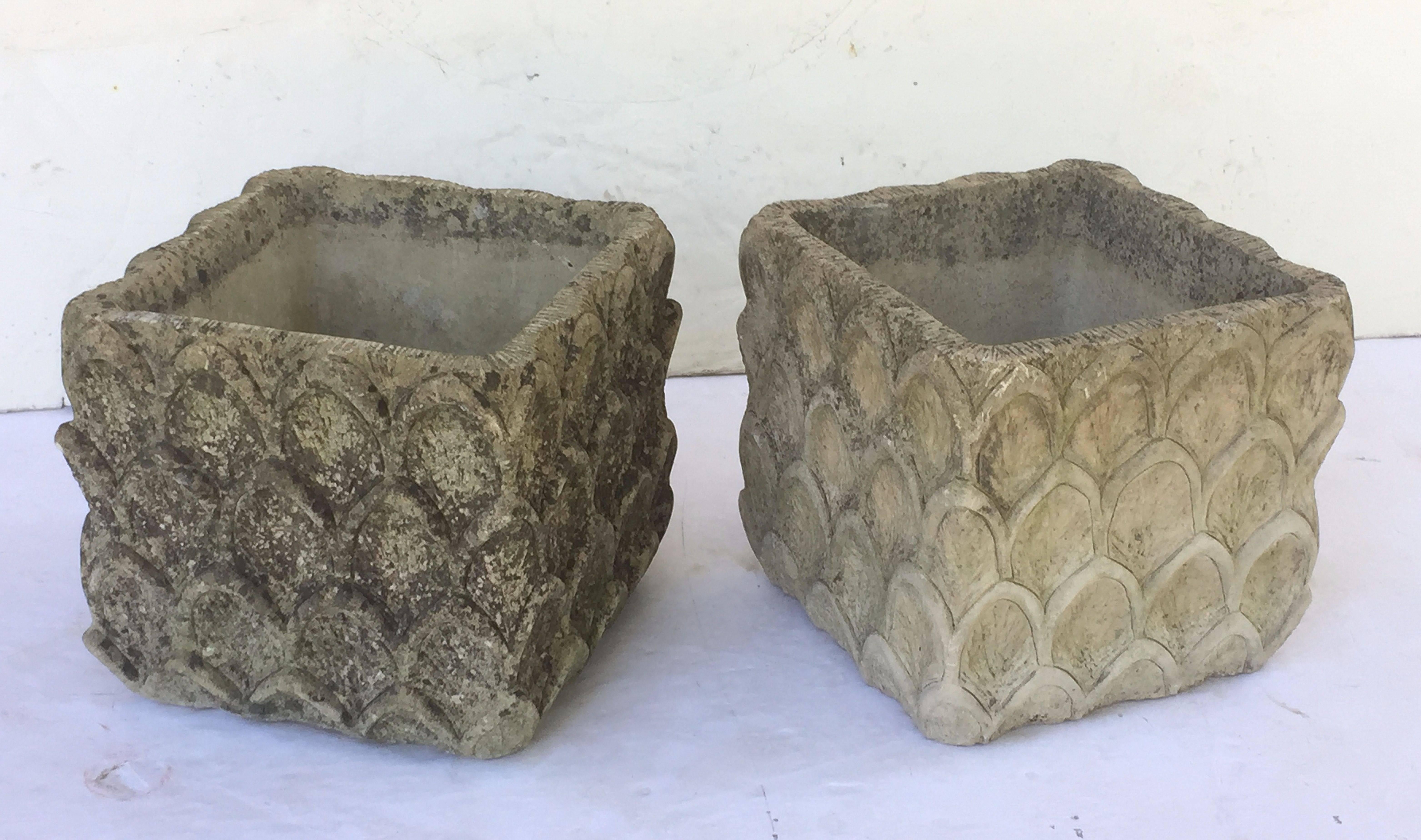 English Pair of Cotswolds Garden Stone Planters from England