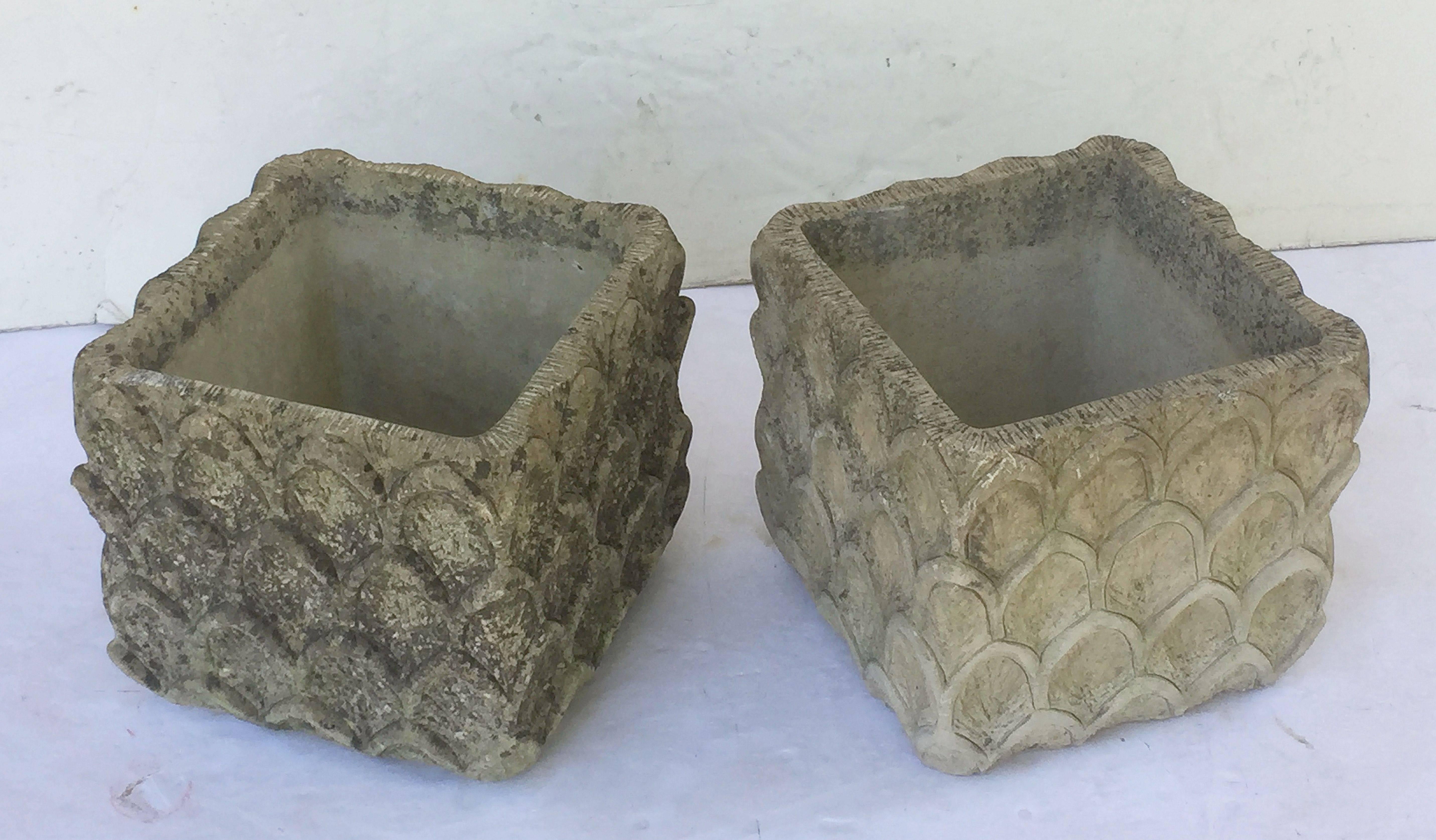 Pair of Cotswolds Garden Stone Planters from England In Excellent Condition In Austin, TX