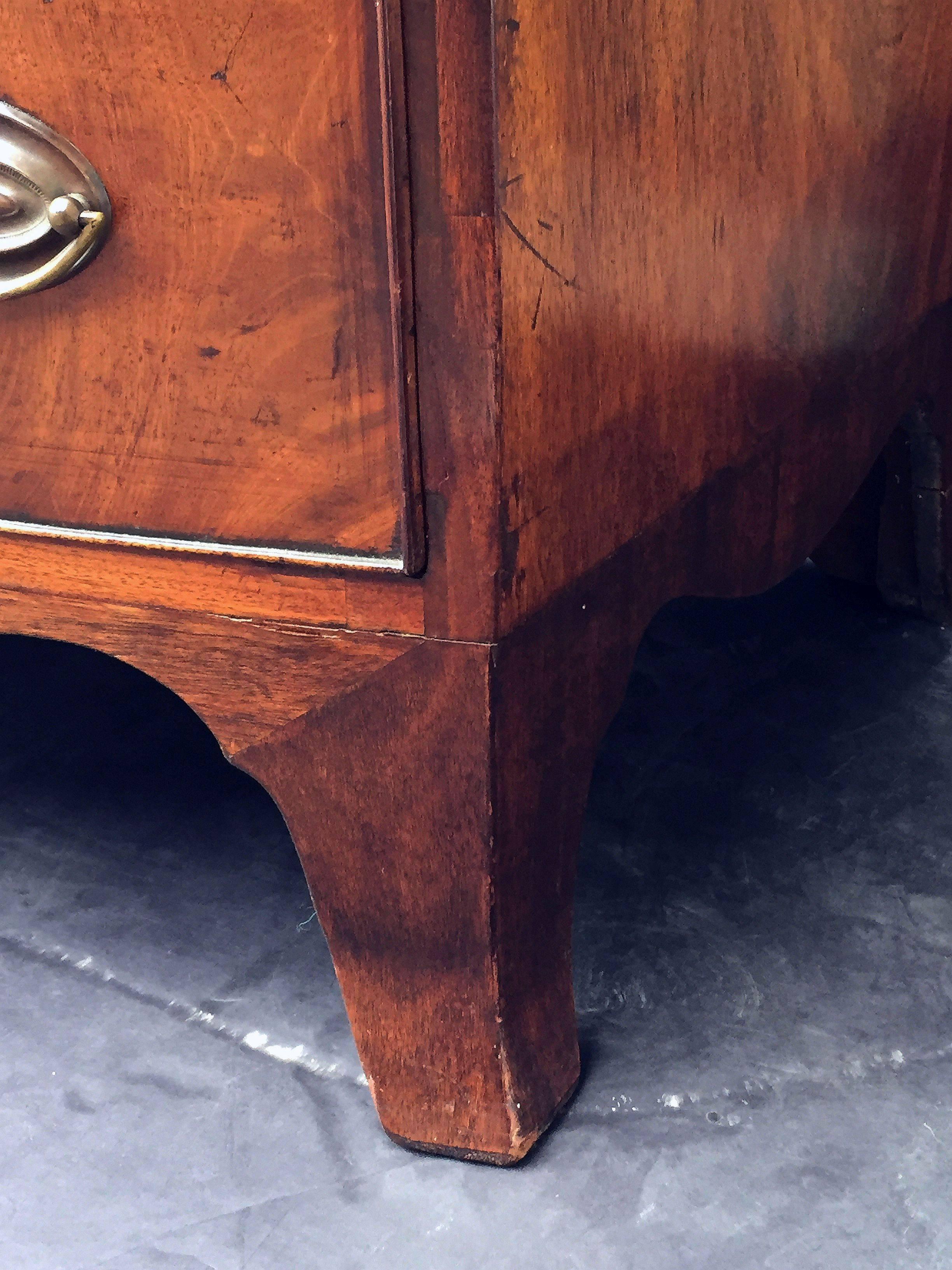 English Bow Front Chest of Inlaid Flame-Cut Mahogany 4