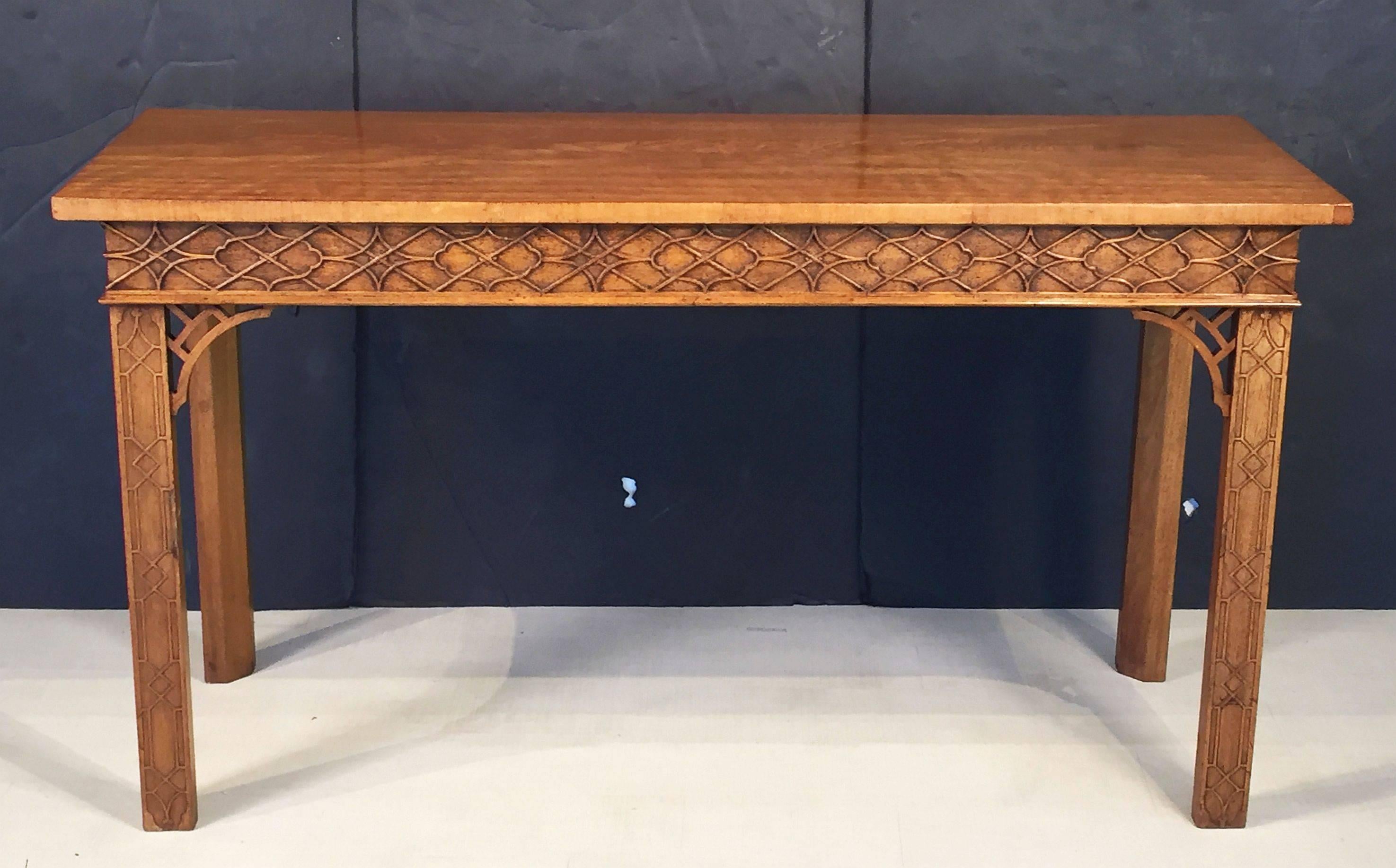 English Walnut Console Table or Server in the Chinese Chippendale Style In Good Condition In Austin, TX