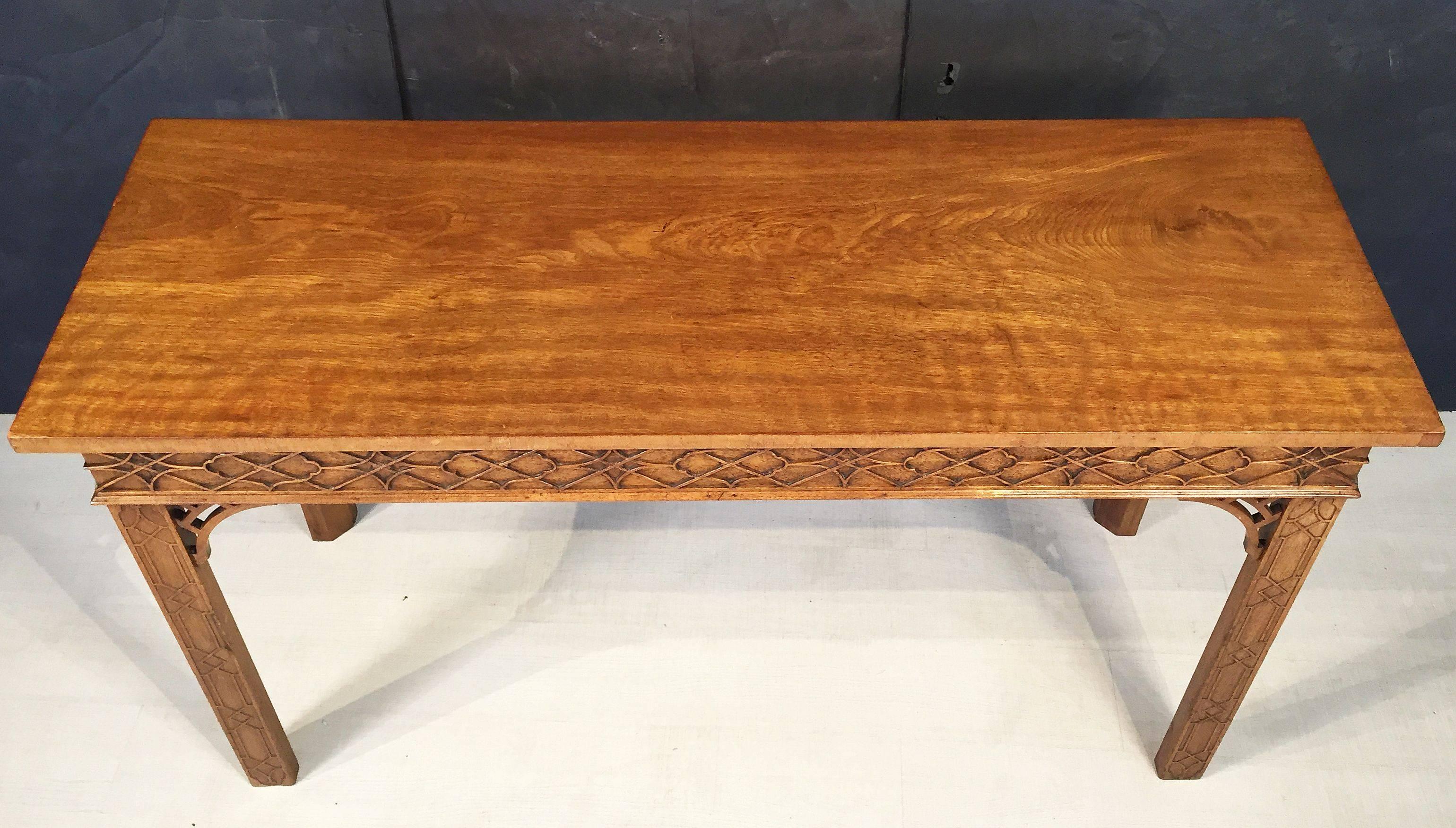 20th Century English Walnut Console Table or Server in the Chinese Chippendale Style