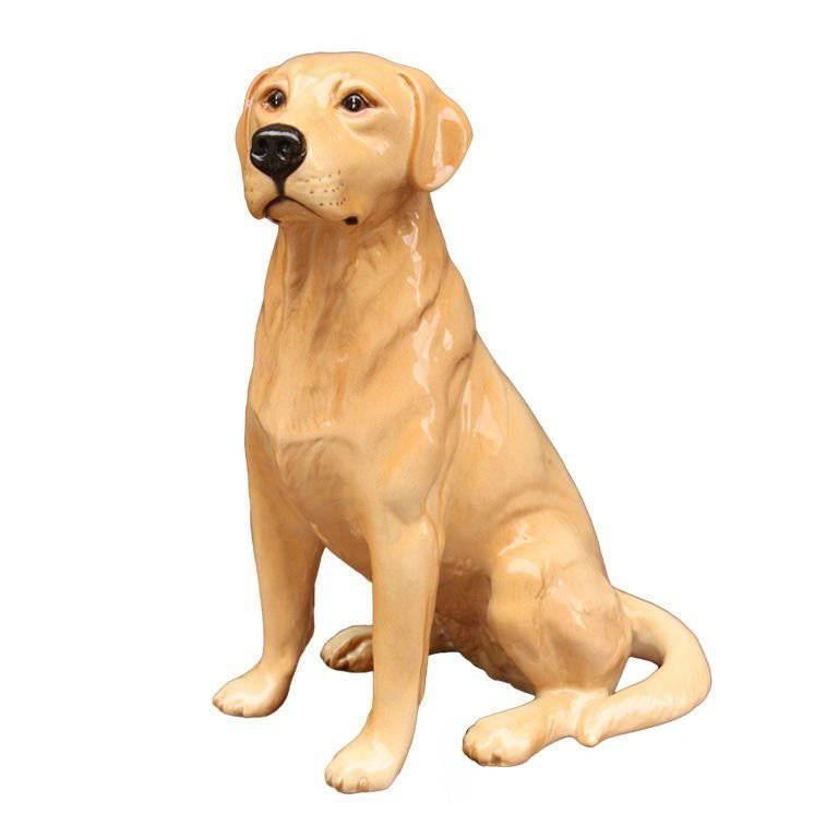 Ornement Chien Labrador Jaune En Laine Recyclée - Fait Main - Inde - Art Studio Company
