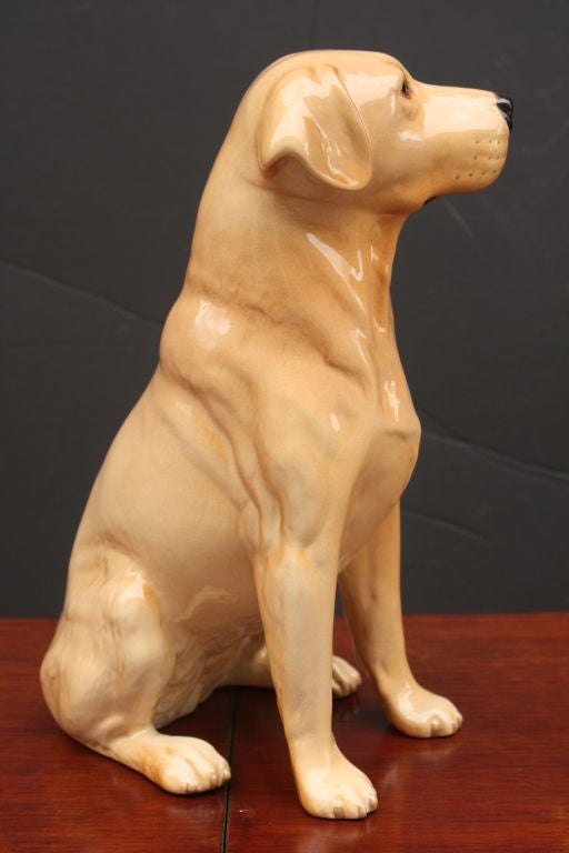 English Sitting Yellow Lab Dog Figure by Beswick Pottery 'Fireside Model'
