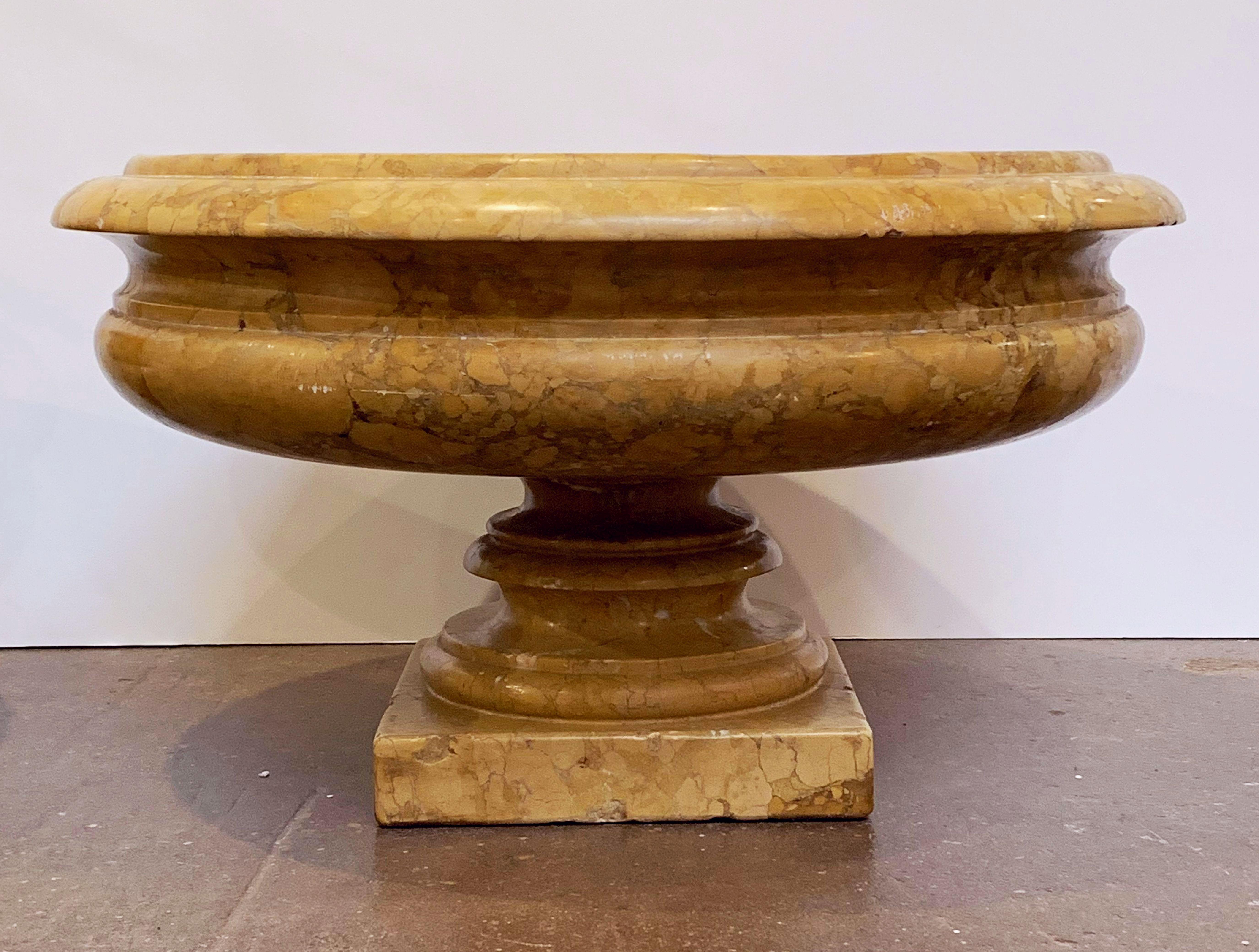 19th Century Large Carved Siena Marble Urns on Pedestals from Italy, 'Individually Priced'