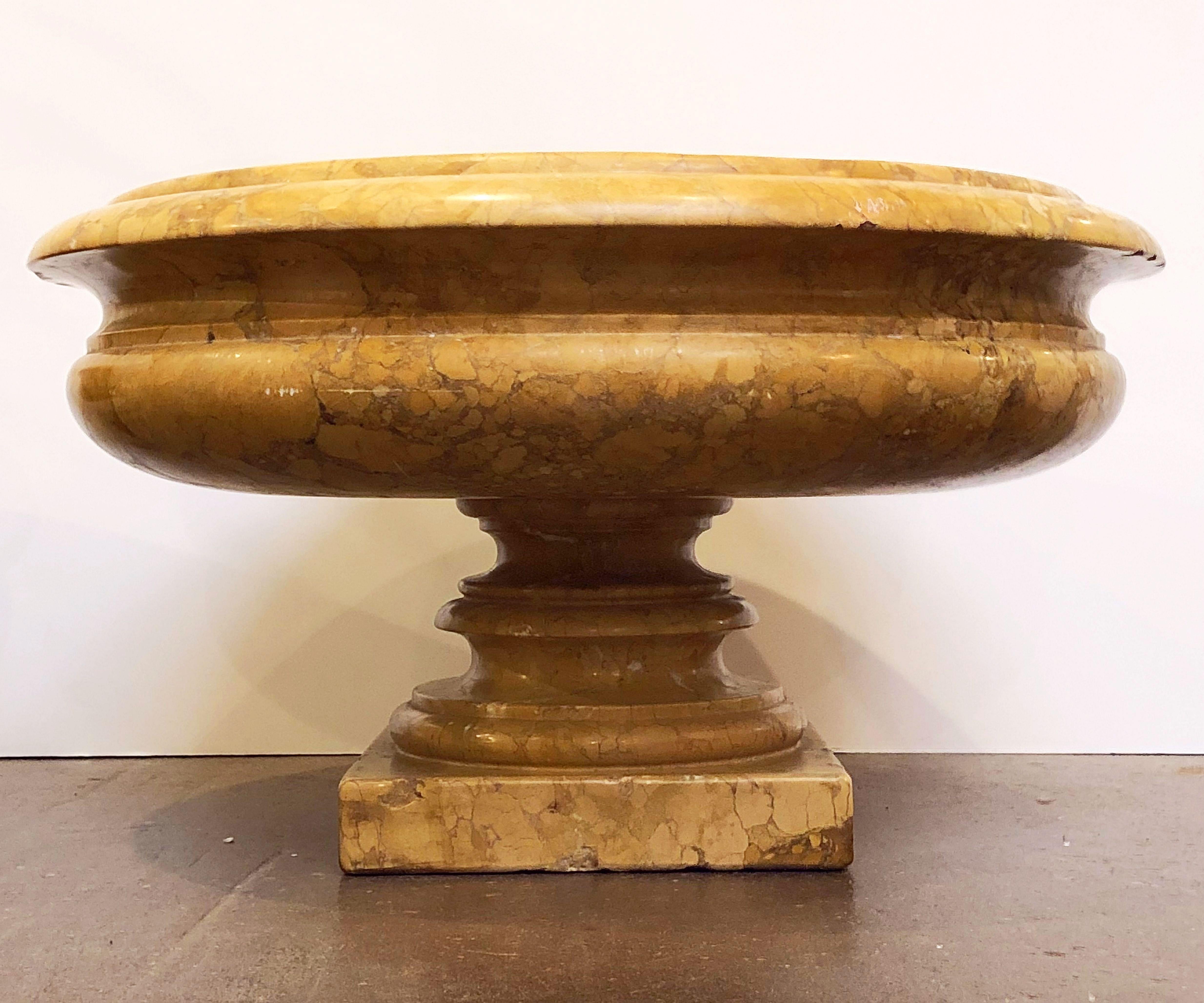 Large Carved Siena Marble Urns on Pedestals from Italy, 'Individually Priced' 1