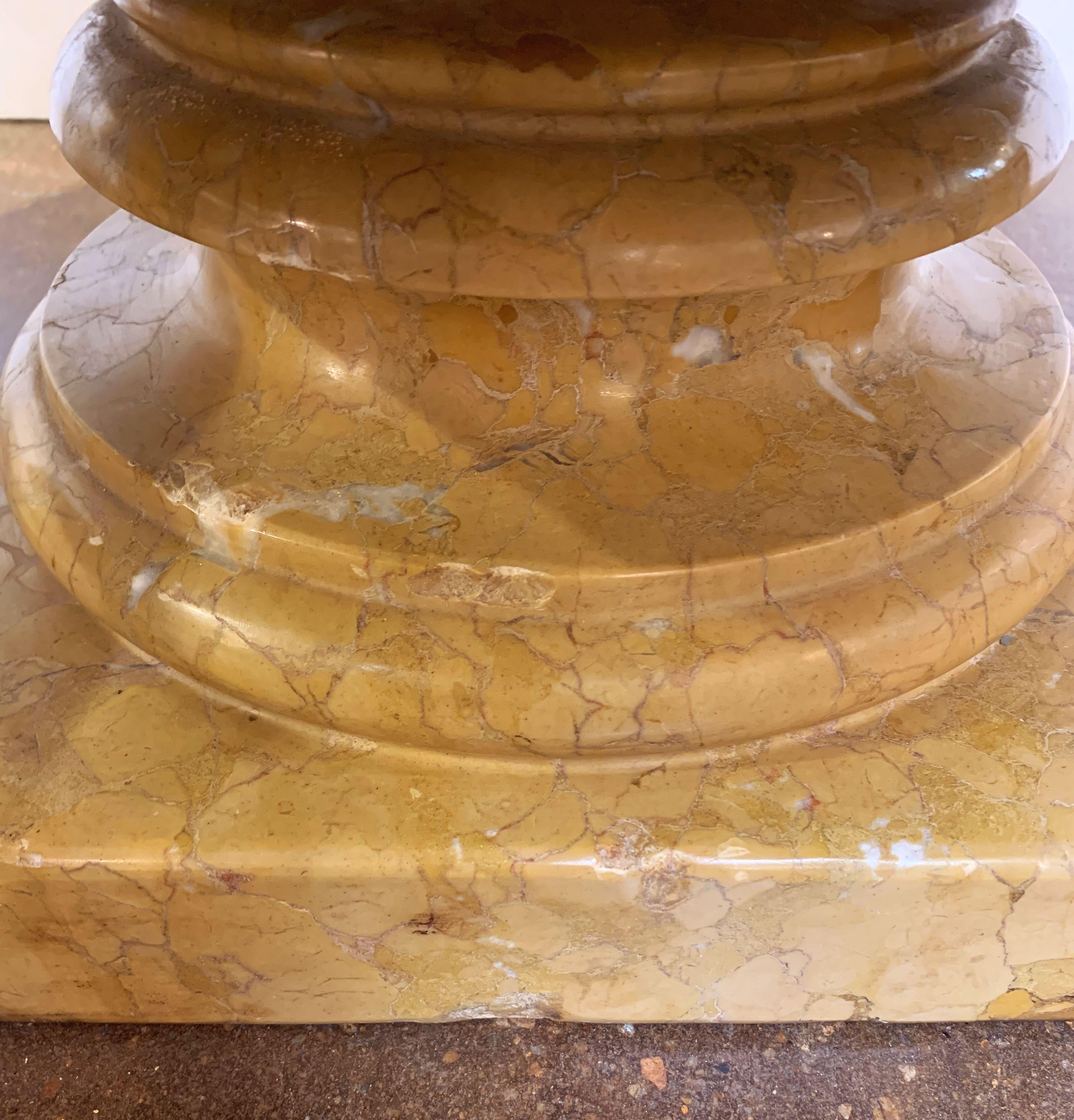 Large Carved Siena Marble Urns on Pedestals from Italy, 'Individually Priced' 11